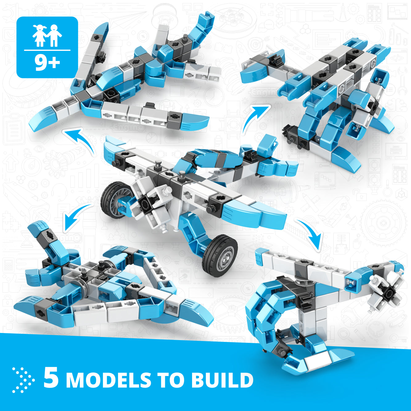 Engino Inventor Mechanics Acrobatic Plane set 5 modele 9+ ani