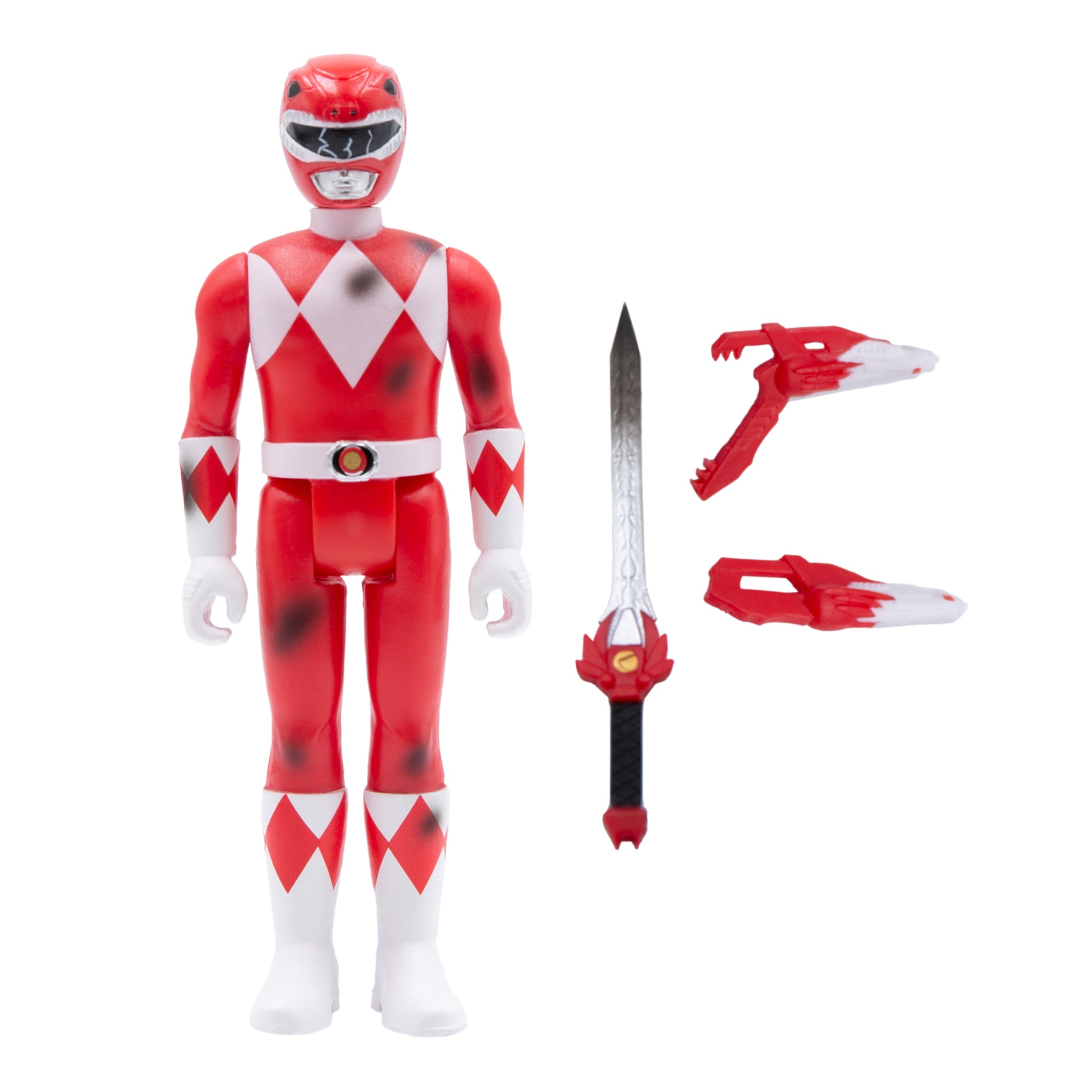 Super7 ReAction Power Rangers Red Ranger Battle Damaged figurina