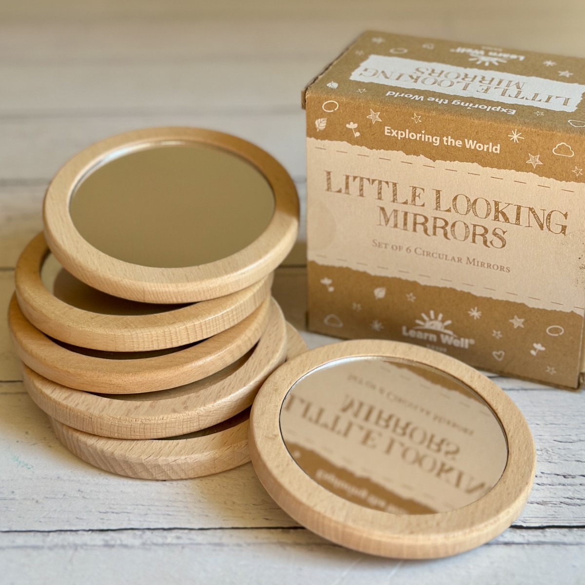 Yellow Door Little Looking Mirrors oglinzi lemn 6 bucati