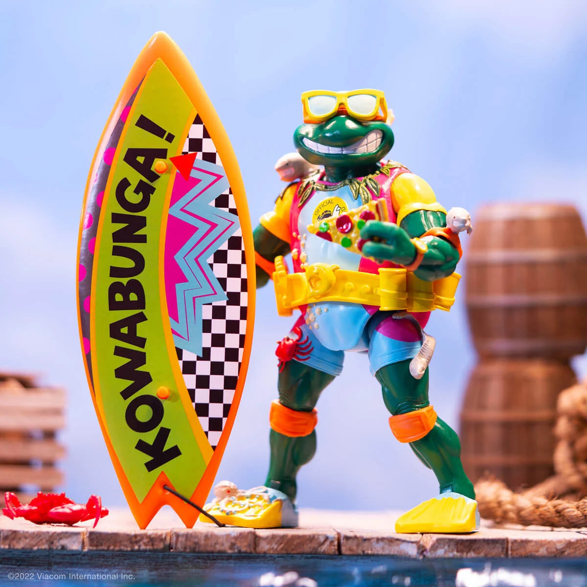 Super7 TMNT Ultimates Mike Sewer Surfer figurina 7 inch cu placa surf