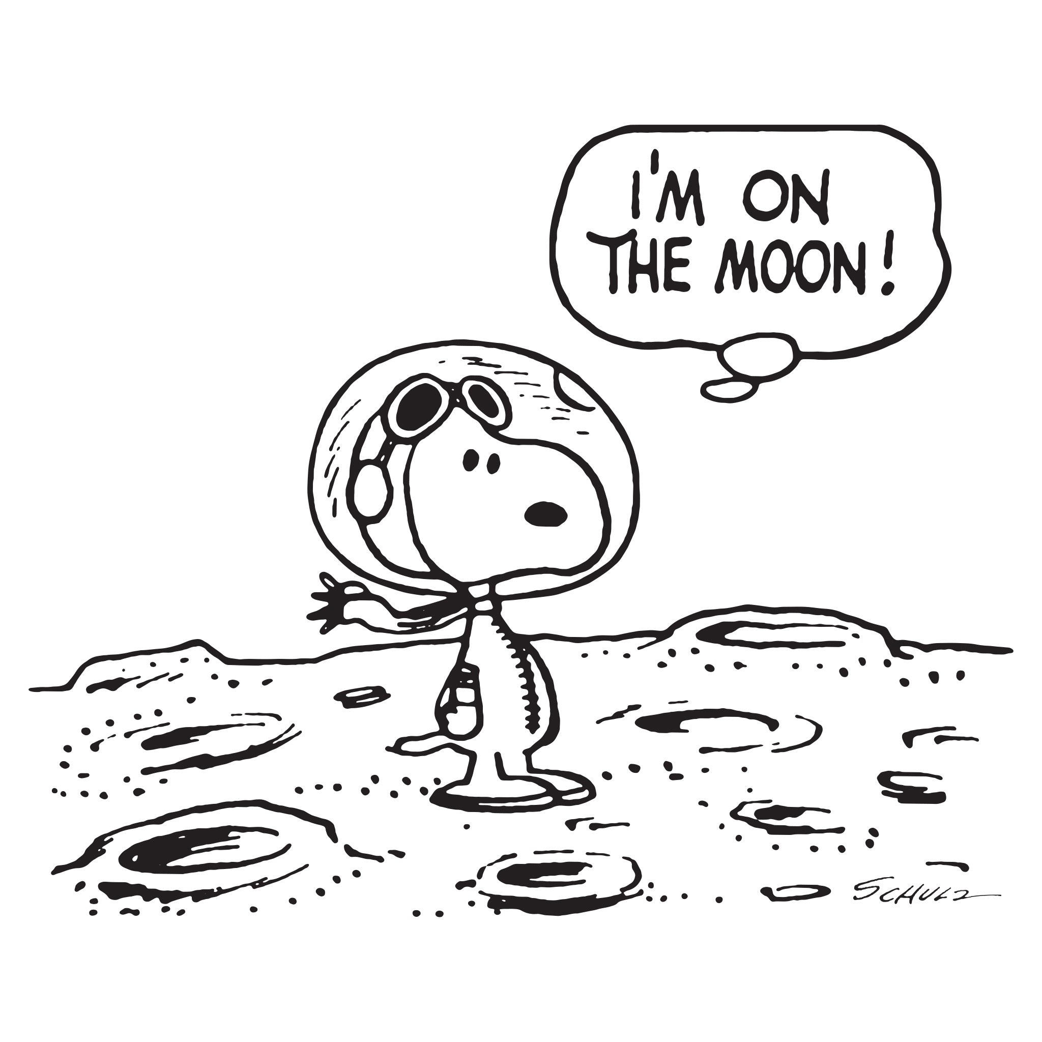 Super7 Peanuts Snoopy on the Moon tricou ringer alb