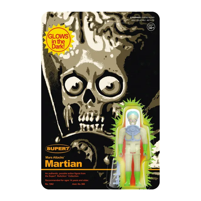 Super7 ReAction Mars Attacks figurina fosforescenta 9,5 cm