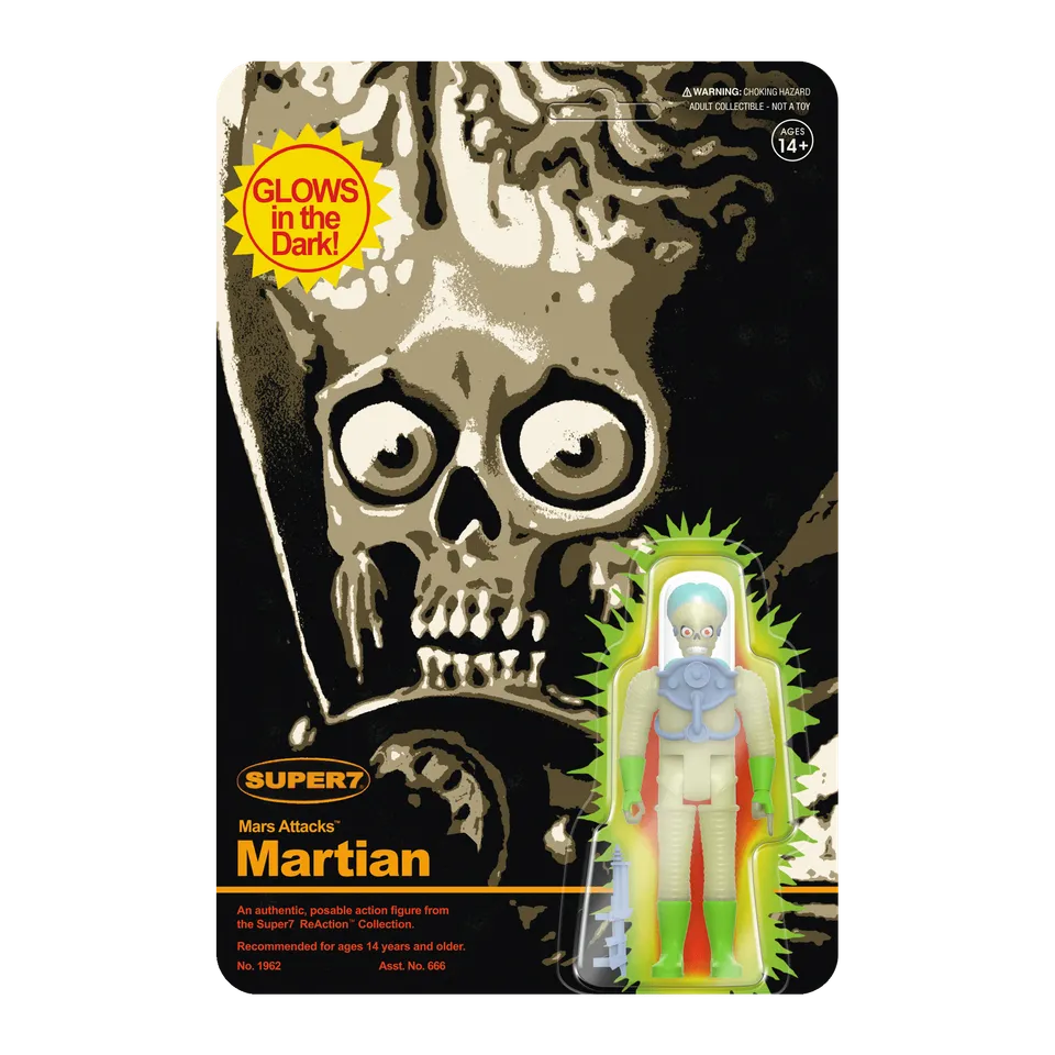 Super7 ReAction Mars Attacks figurina fosforescenta 9,5 cm
