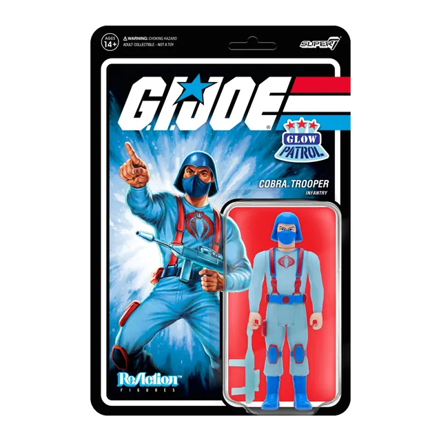 Super7 G.I. Joe ReAction figurina Cobra Trooper Glow Patrol fosforescent