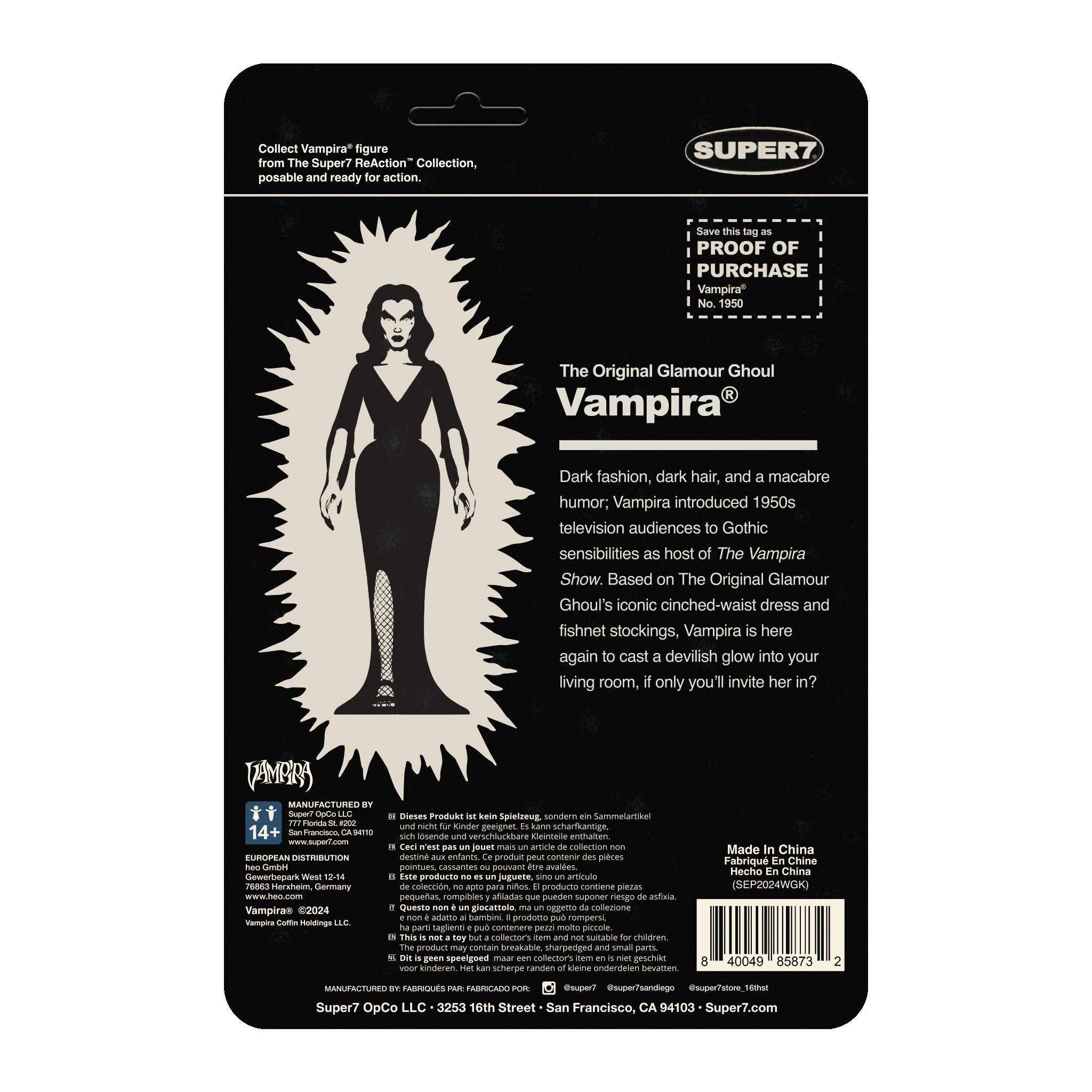 Super7 Vampira ReAction Wave 03 figurina fosforescenta 9,5 cm