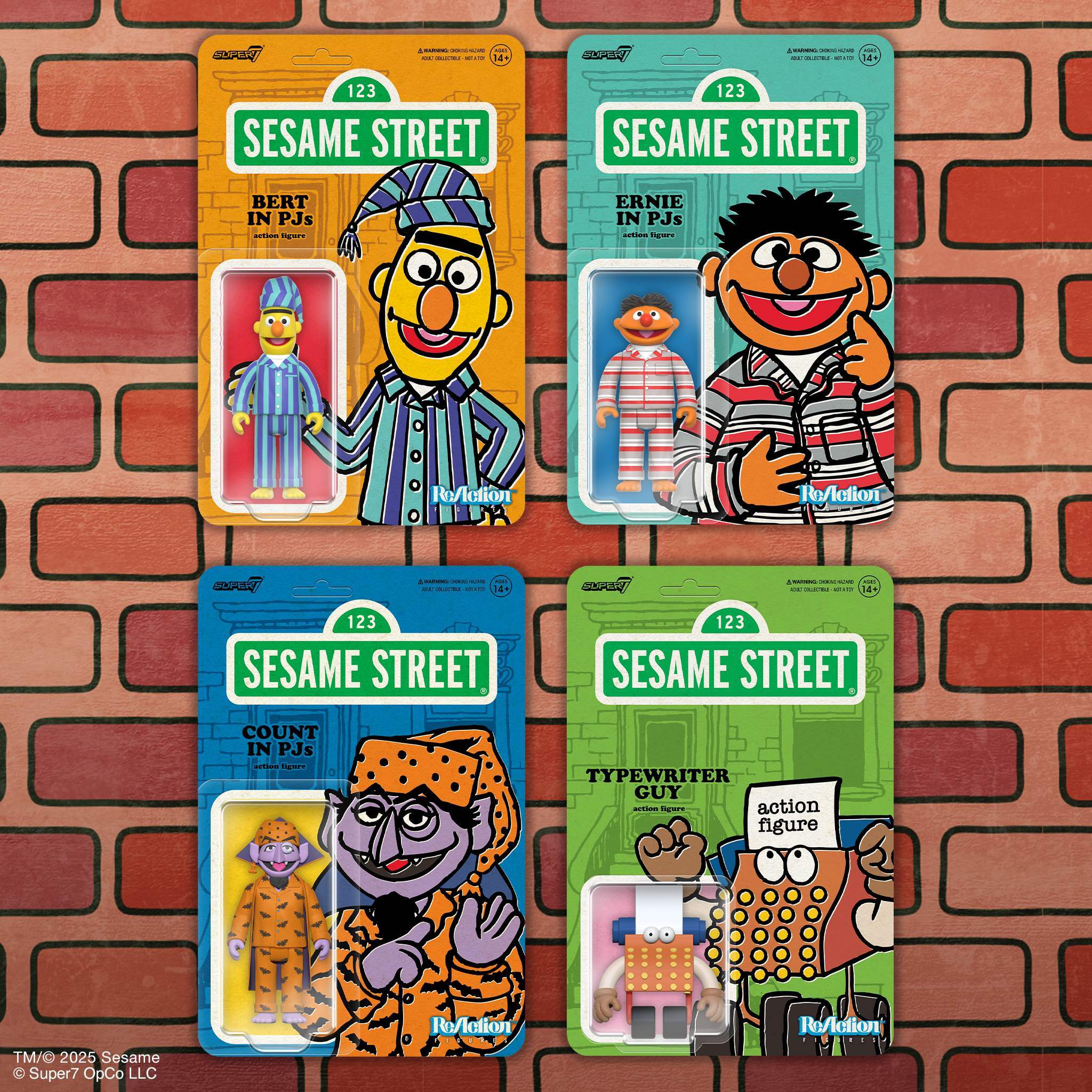 Super7 Sesame Street Wave 6 figurine set 4 buc pijama