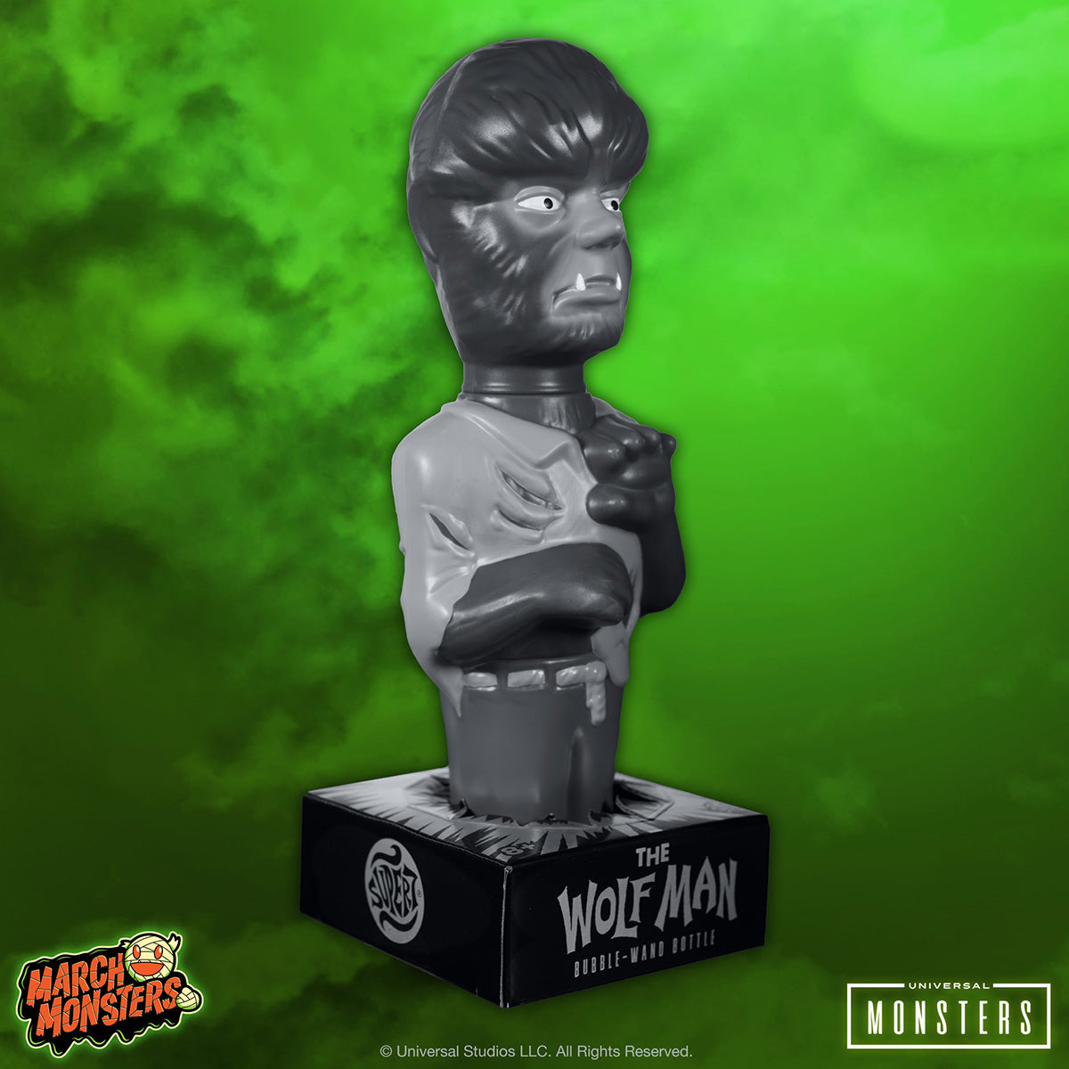 Super7 Super Soapies Wolf Man Silver Screen sticla baloane sapun 25cm