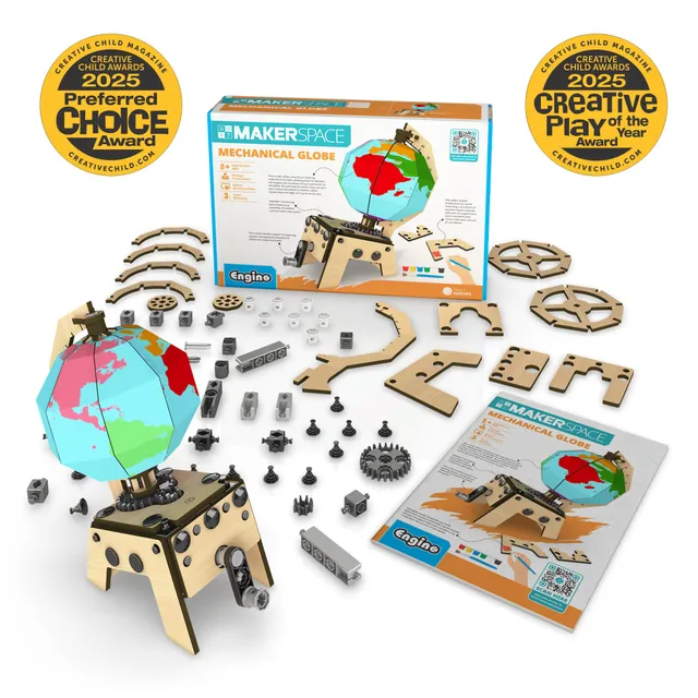 Engino Makerspace DIY Mechanical Globe glob mecanic lemn