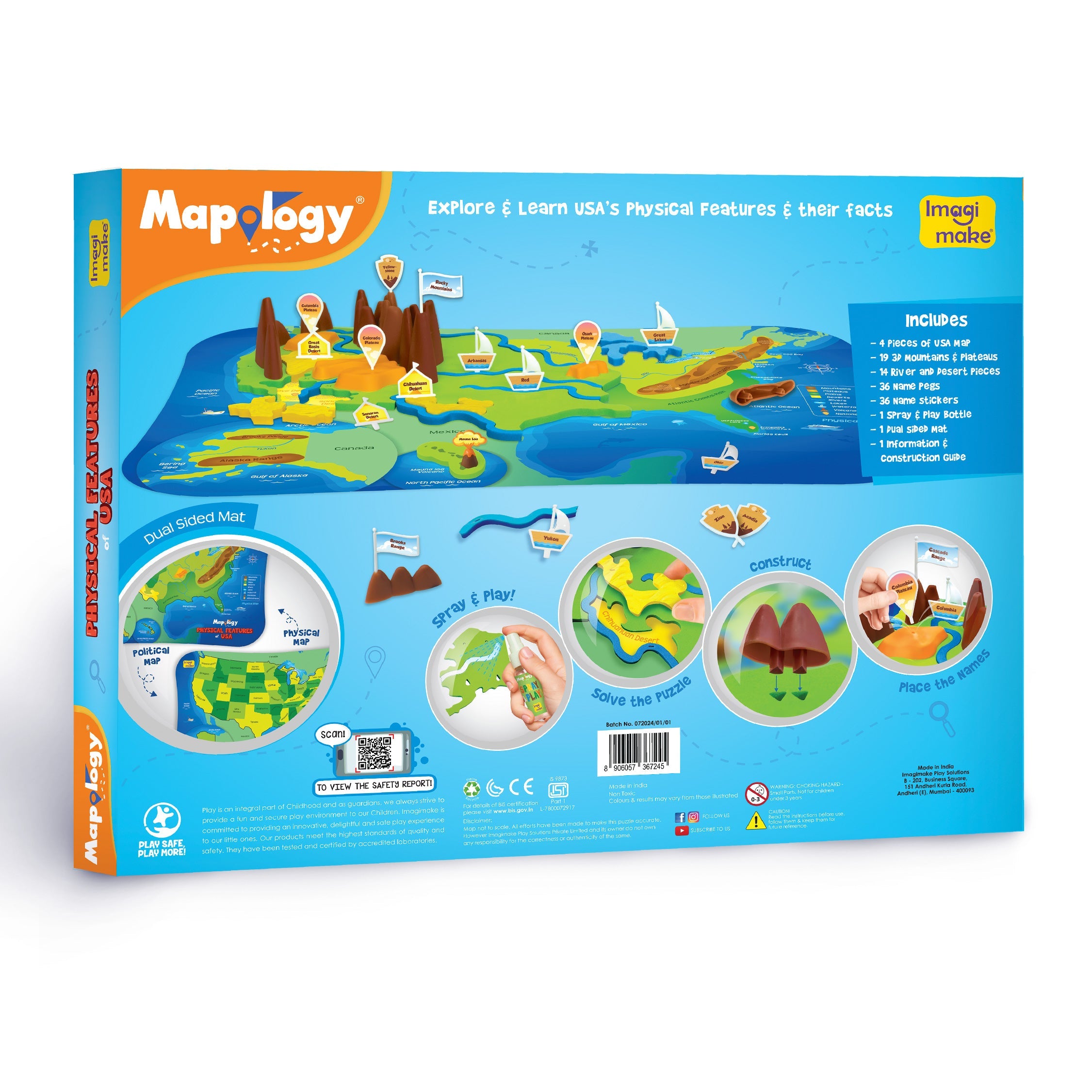 Imagimake Mapology SUA puzzle harta relief 50 repere