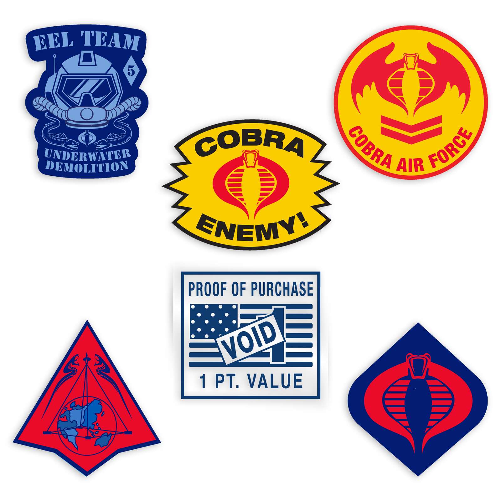 Super7 G.I. Joe Cobra set 6 stickere vinil