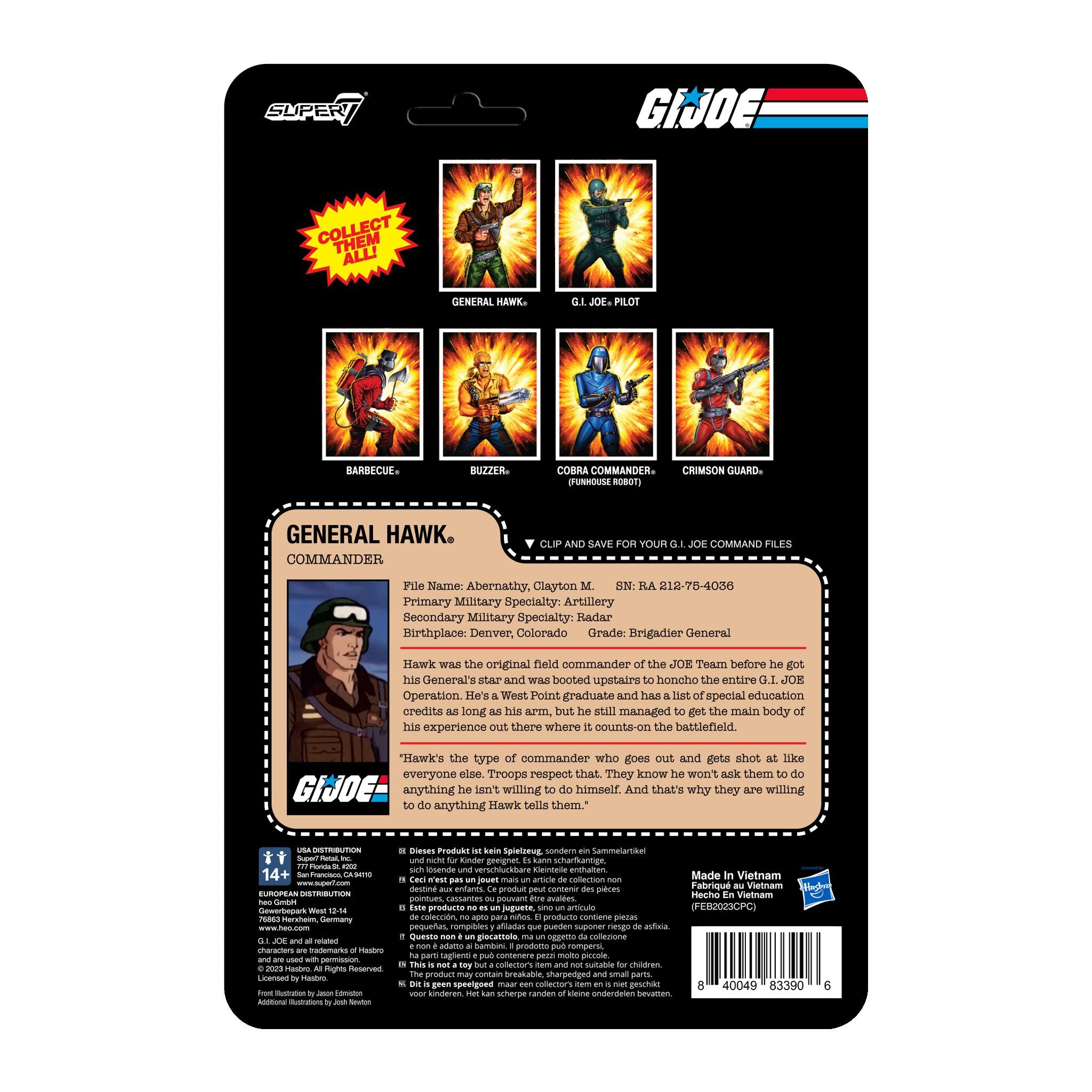 Super7 G.I. Joe ReAction General Hawk figurina 9.5 cm