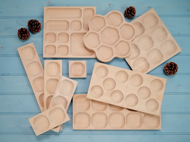 Yellow Door Natural Tray tavite lemn sortare 6 piese fag