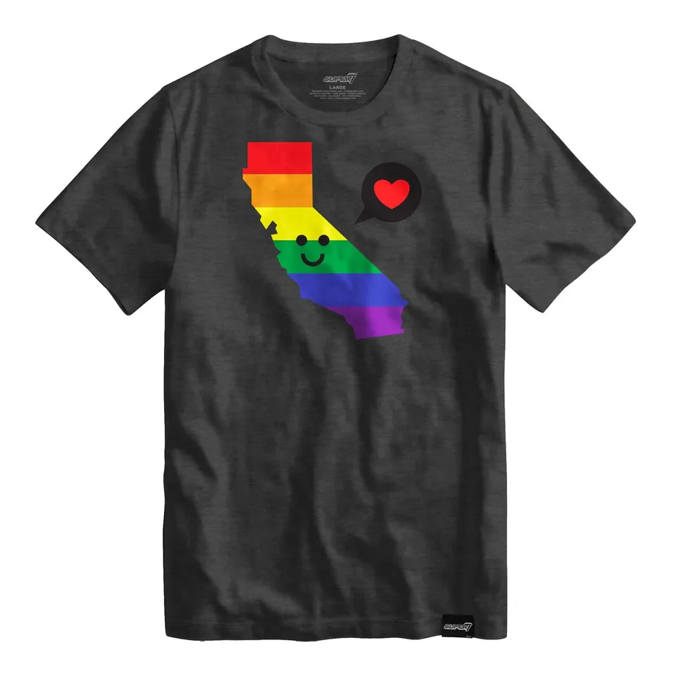 Super7 California Pride tricou gri inchis bumbac