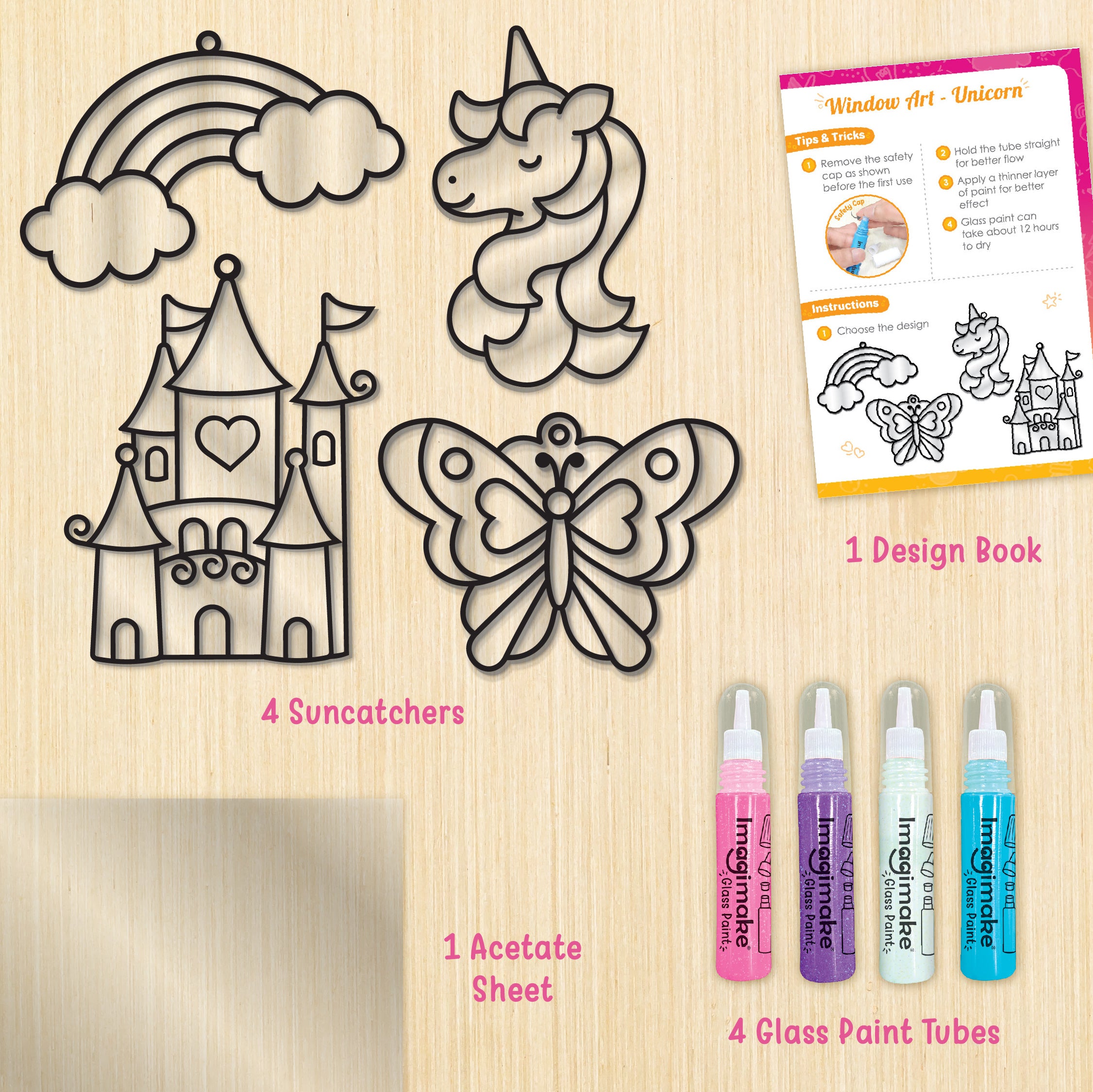 Imagimake Window Art Unicorn pictura sticla 5+ ani