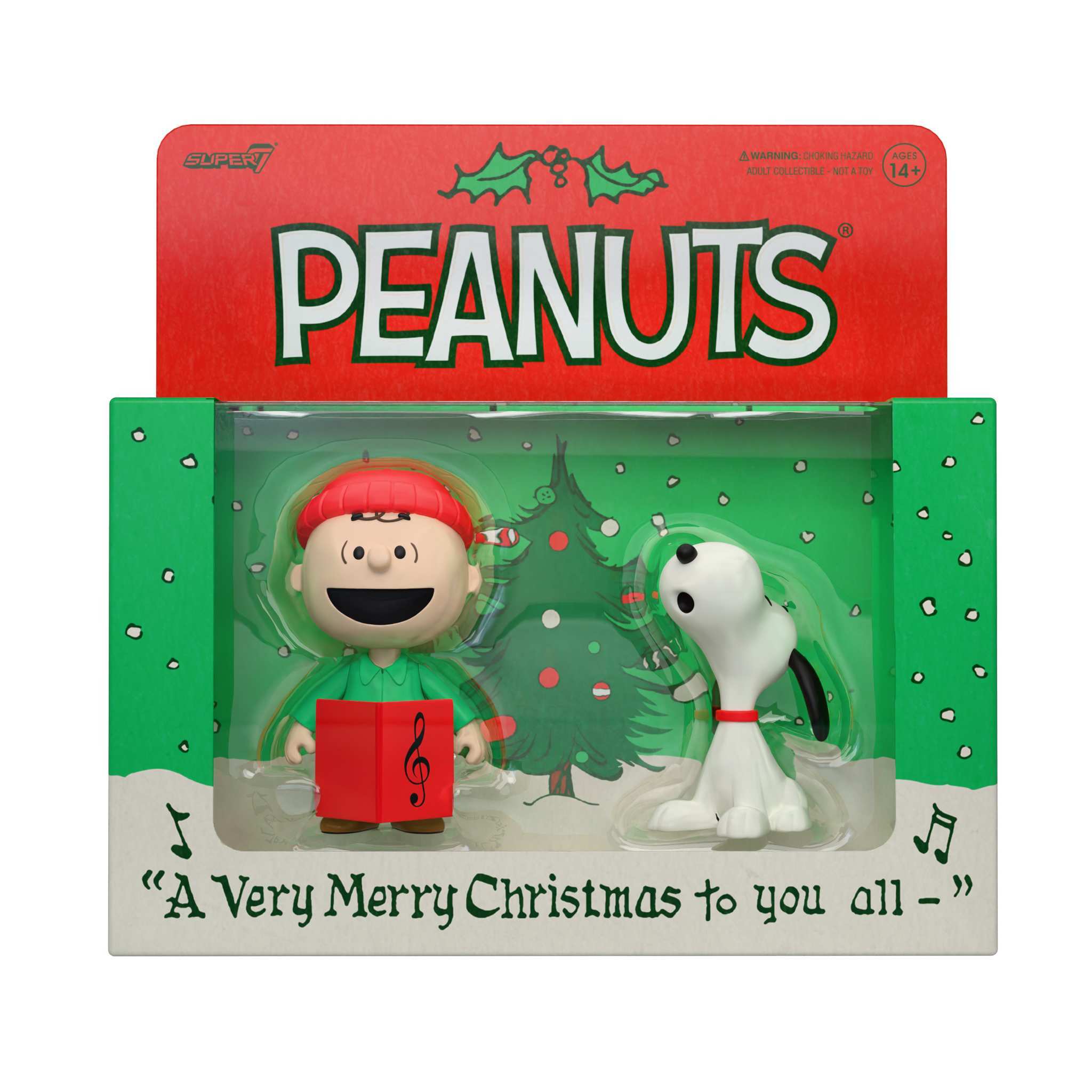 Super7 Peanuts Charlie Brown Snoopy figurine colindatori 2-pack