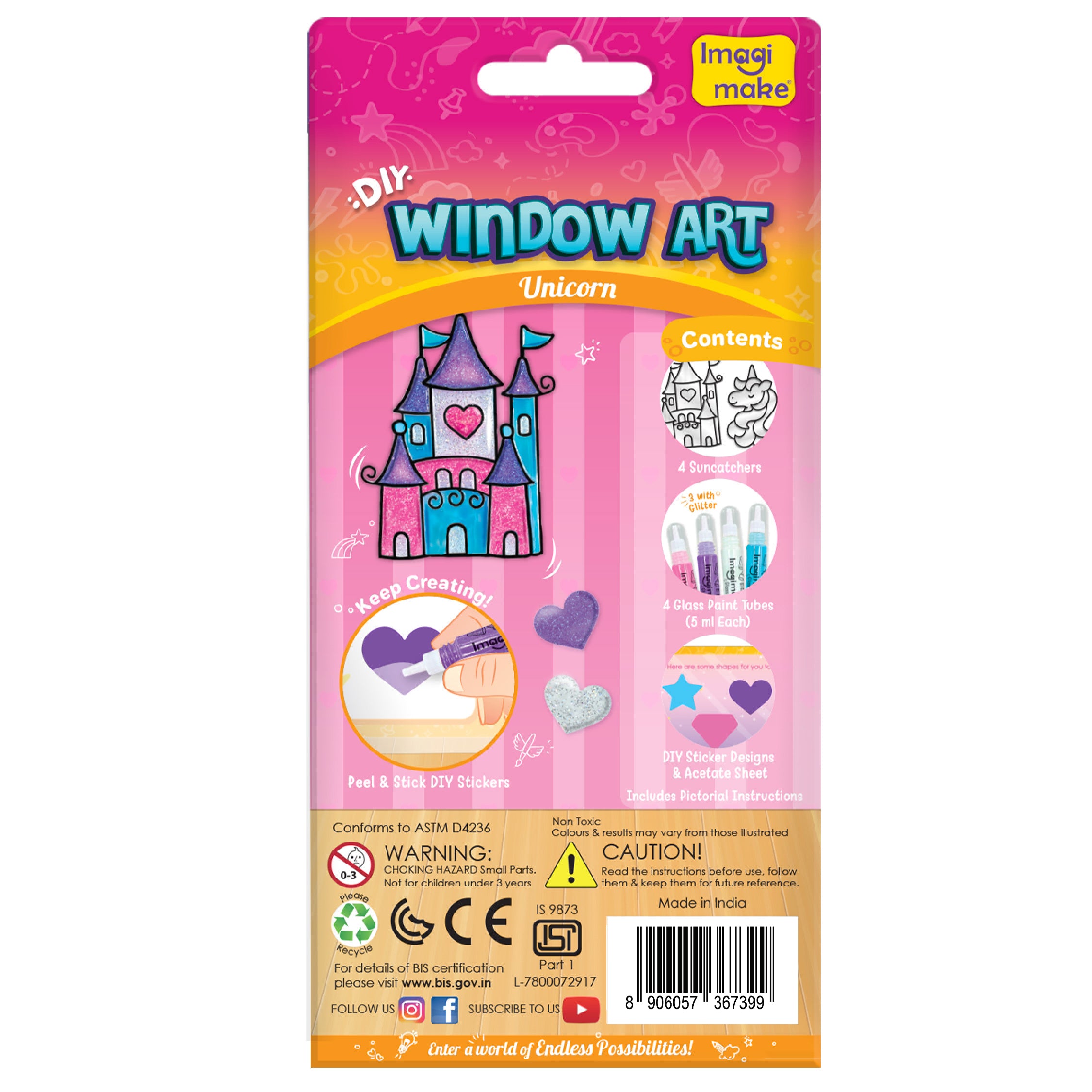 Imagimake Window Art Unicorn pictura sticla 5+ ani