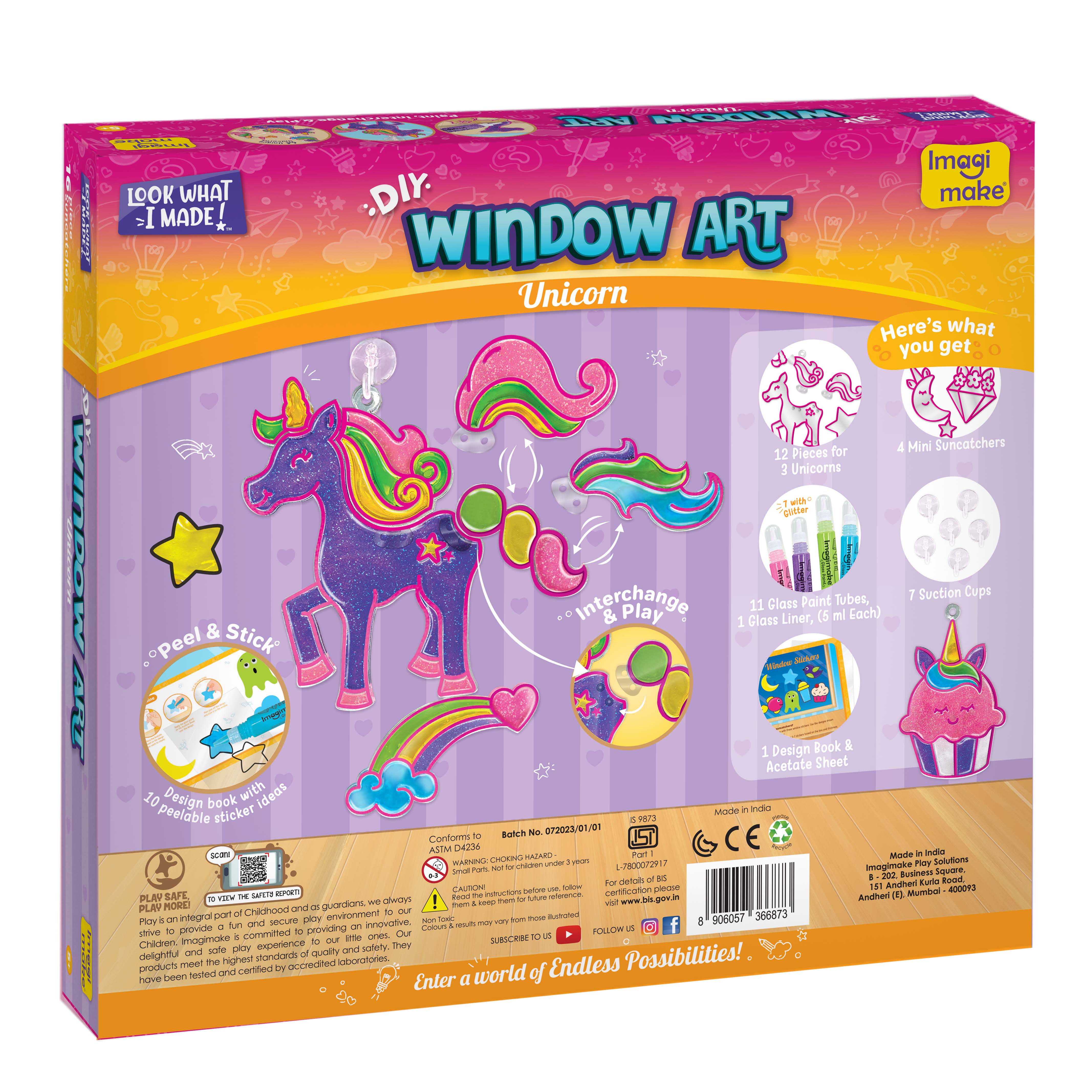 Imagimake Window Art kit pictură sticlă unicorni
