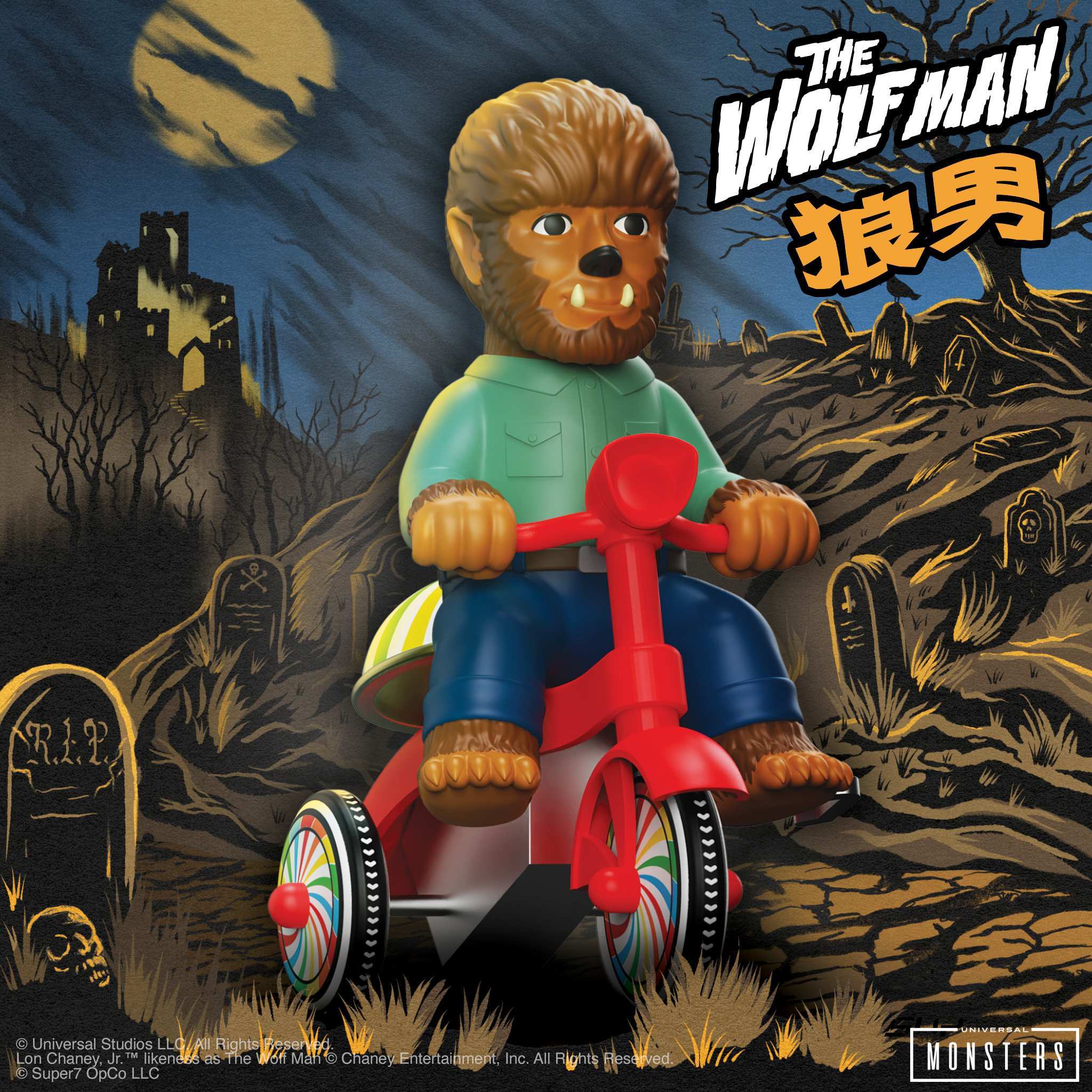 Super7 Super Cycles Wolf Man figurina vinil tricicleta