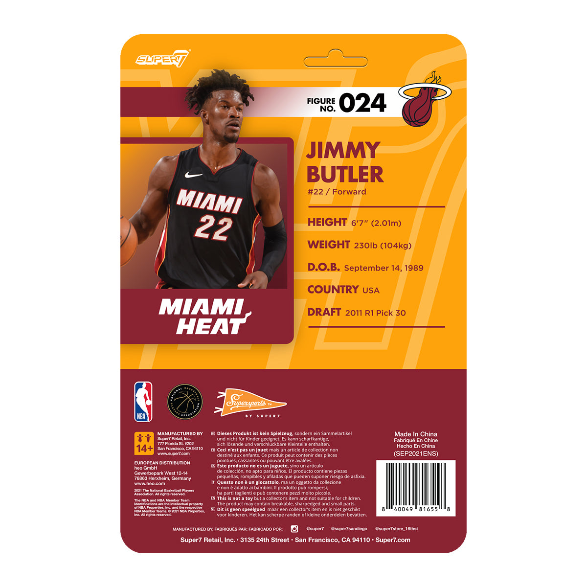 Super7 Supersports Jimmy Butler figurina Heat 9,5 cm