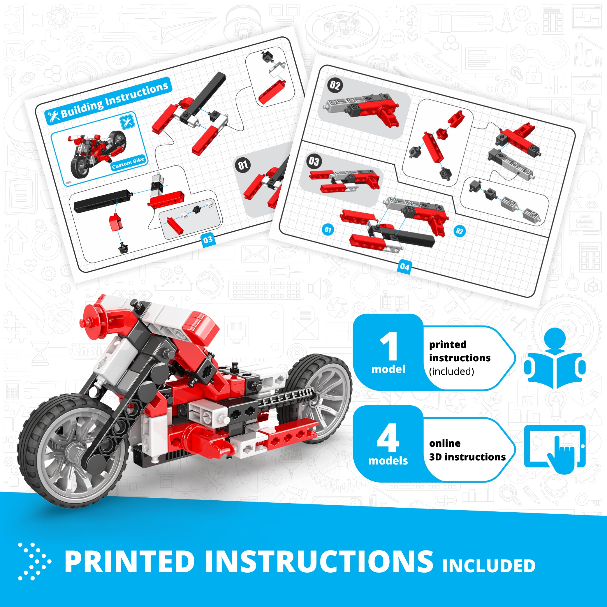 Engino Inventor Mechanics Custom Bike set 5 modele 9+ ani