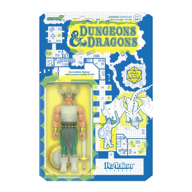 Super7 ReAction Dungeons Dragons Fighter figurina fosforescenta