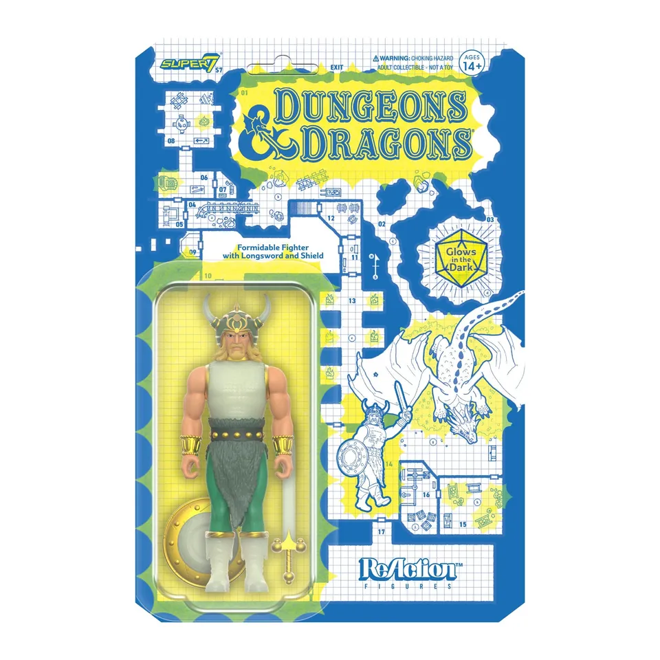 Super7 ReAction Dungeons Dragons Fighter figurina fosforescenta