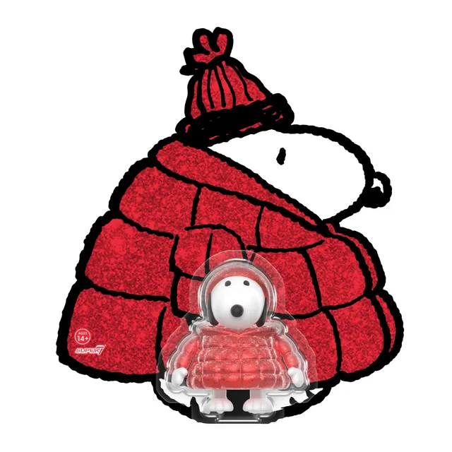 Super7 Peanuts Snoopy Puffy Coat figurina Red Glitter
