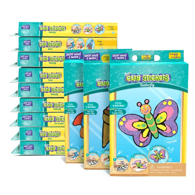 Imagimake DIY Clay Stickers set 12 cutii fluture racheta