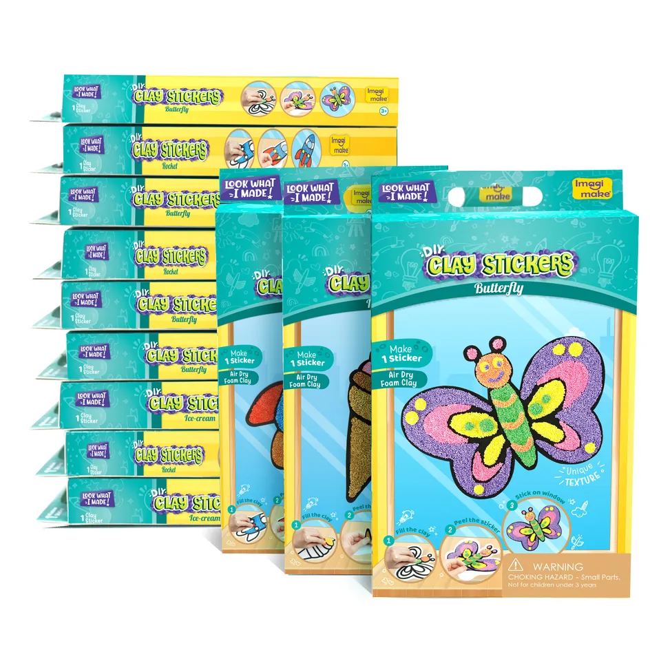 Imagimake DIY Clay Stickers set 12 cutii fluture racheta