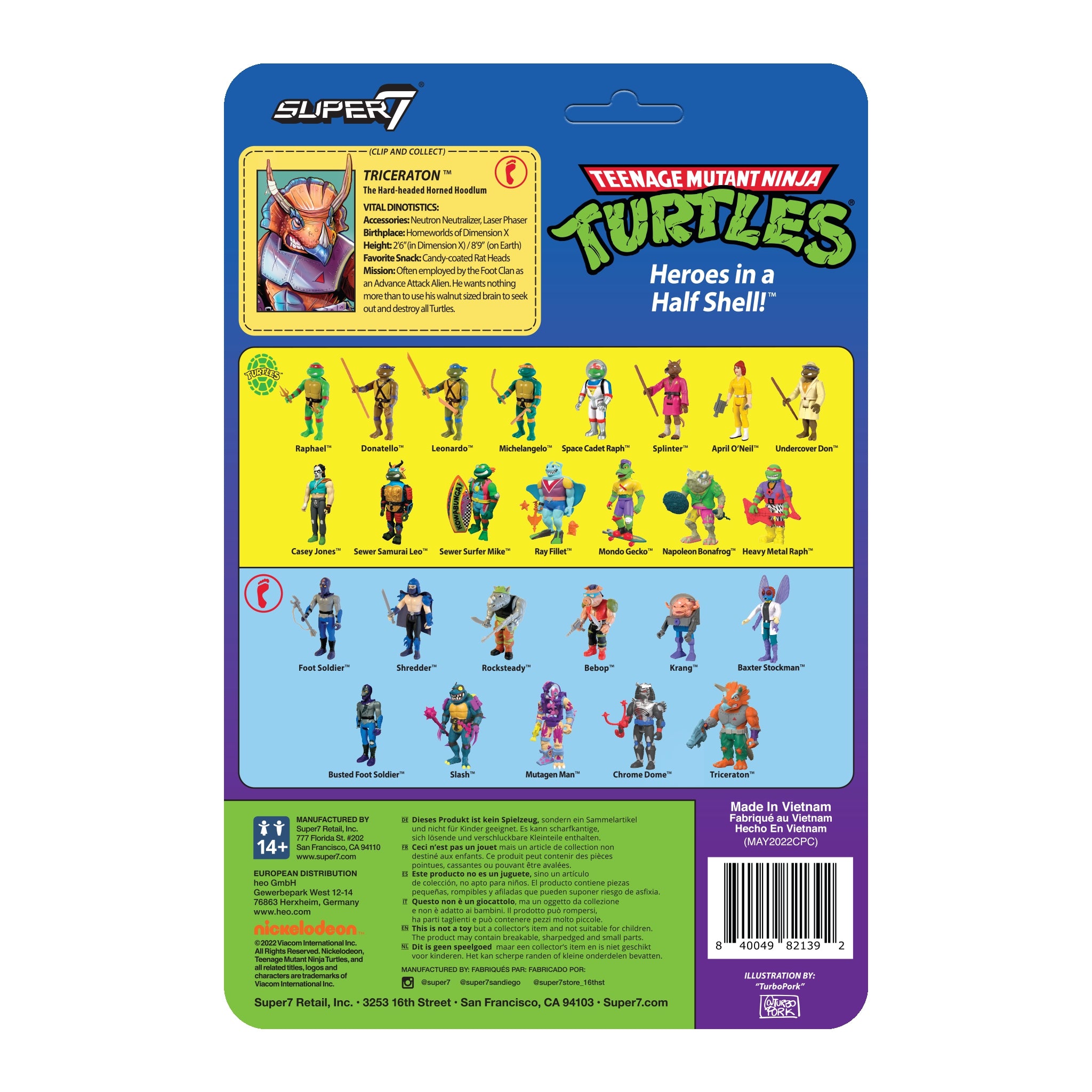 Super7 TMNT ReAction Wave 6 figurină Triceraton 11 cm