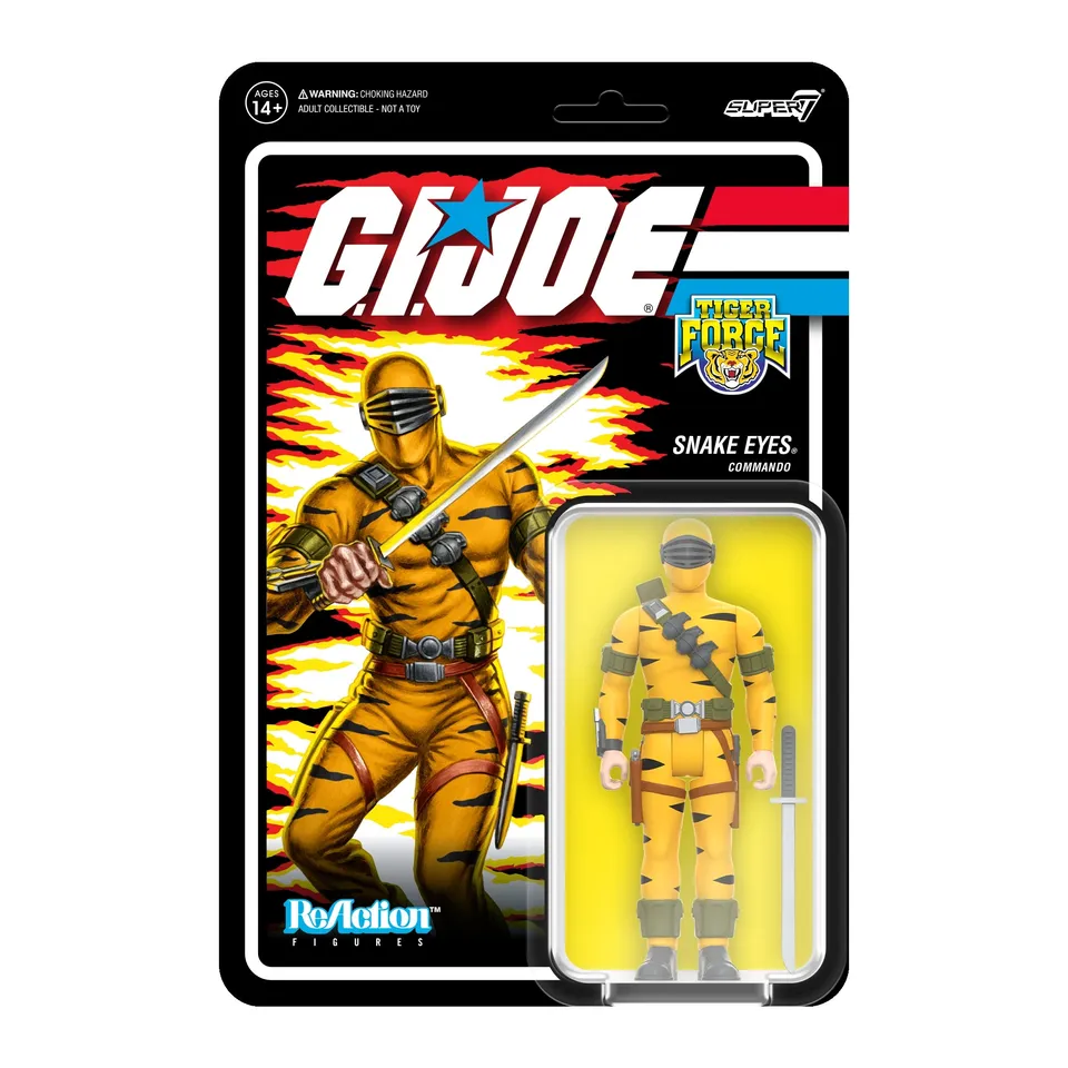 Super7 ReAction Tiger Force Snake Eyes figurina 9,5 cm sabie