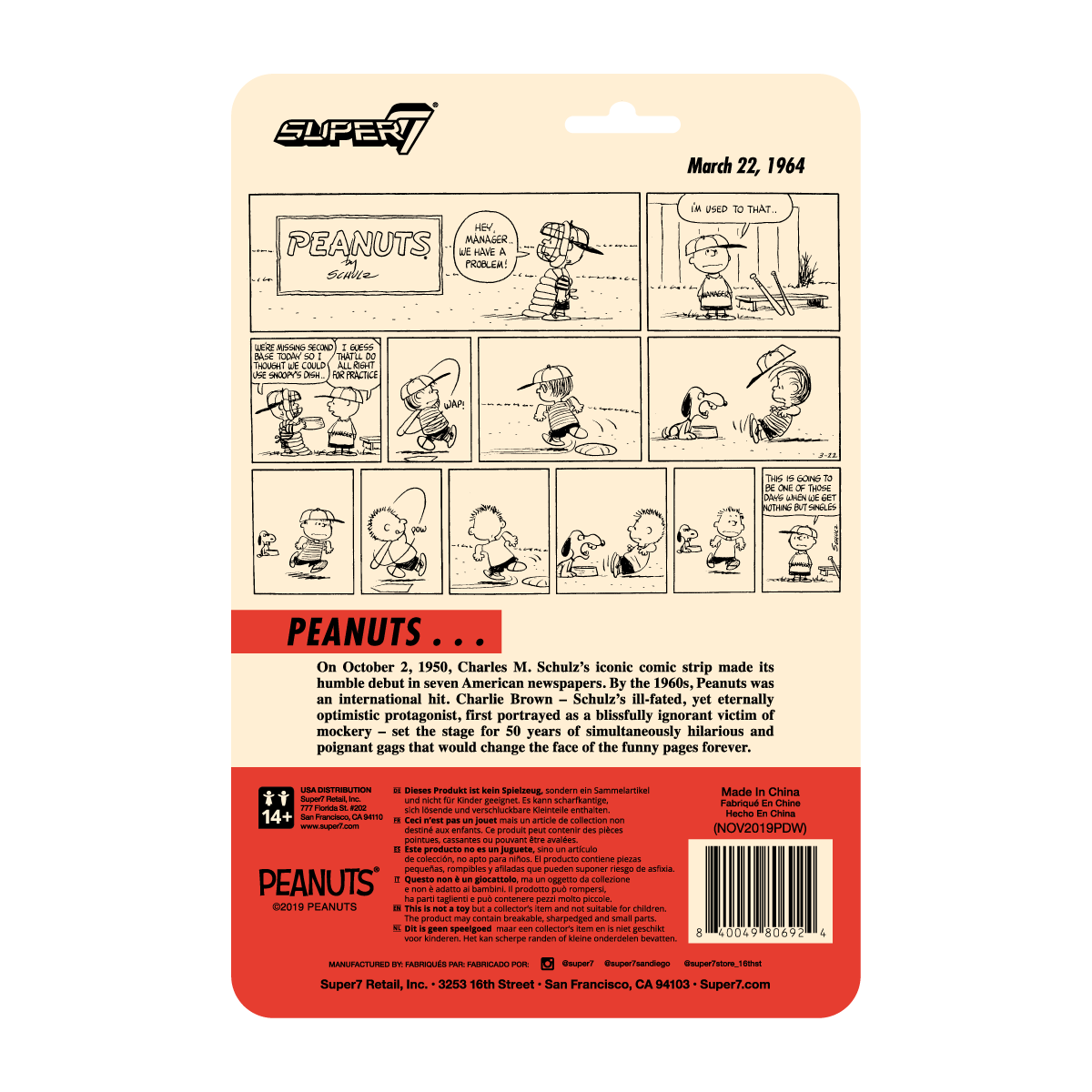 Super7 ReAction Charlie Brown Manager figurina 9,5 cm