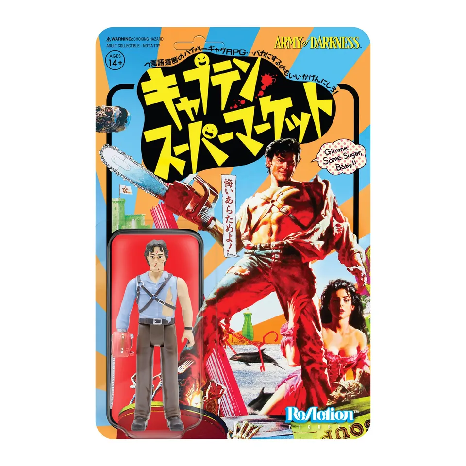 Super7 ReAction Army of Darkness Hero Ash figurina poster 9.5 cm