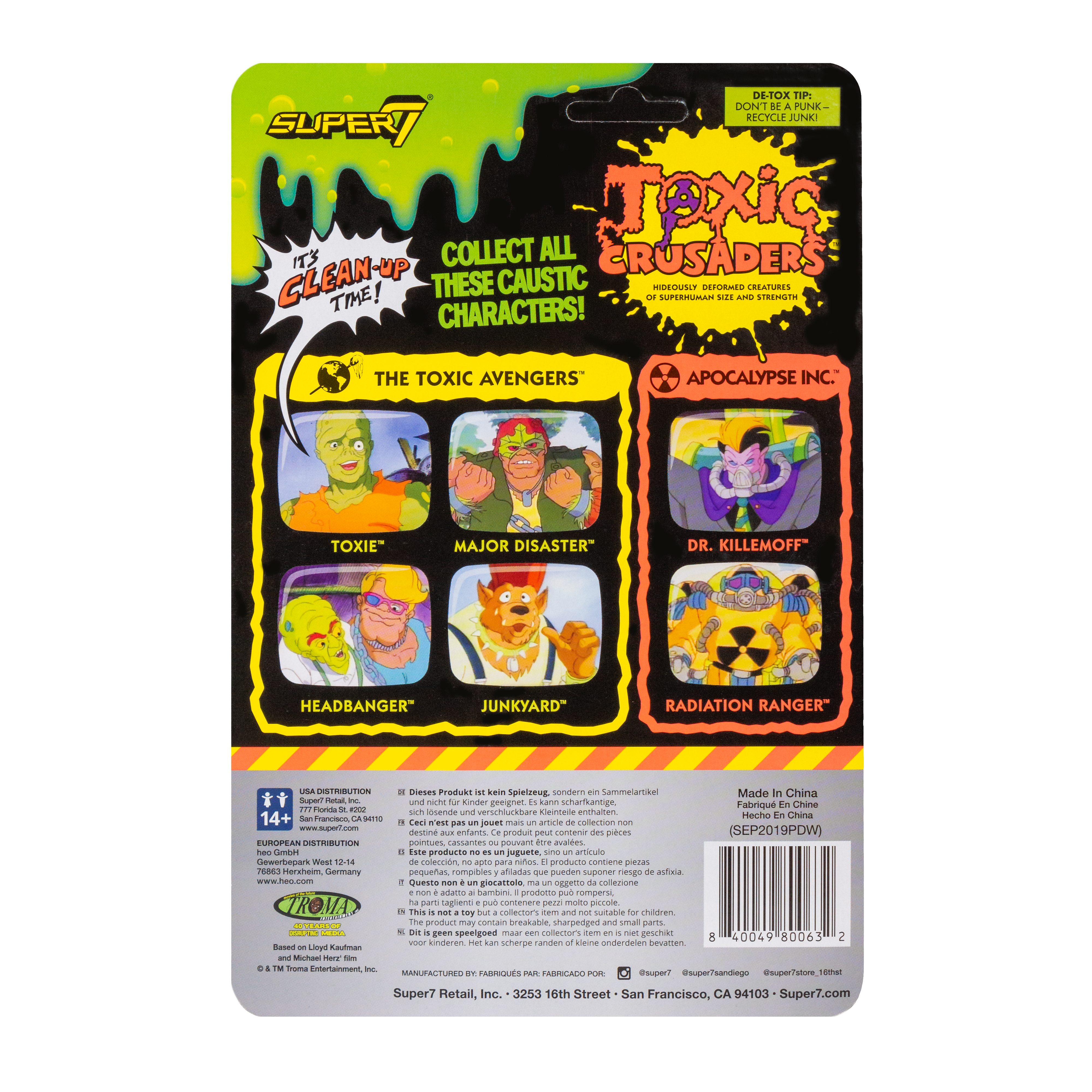 Super7 Toxic Crusaders ReAction Radiation Ranger figurina