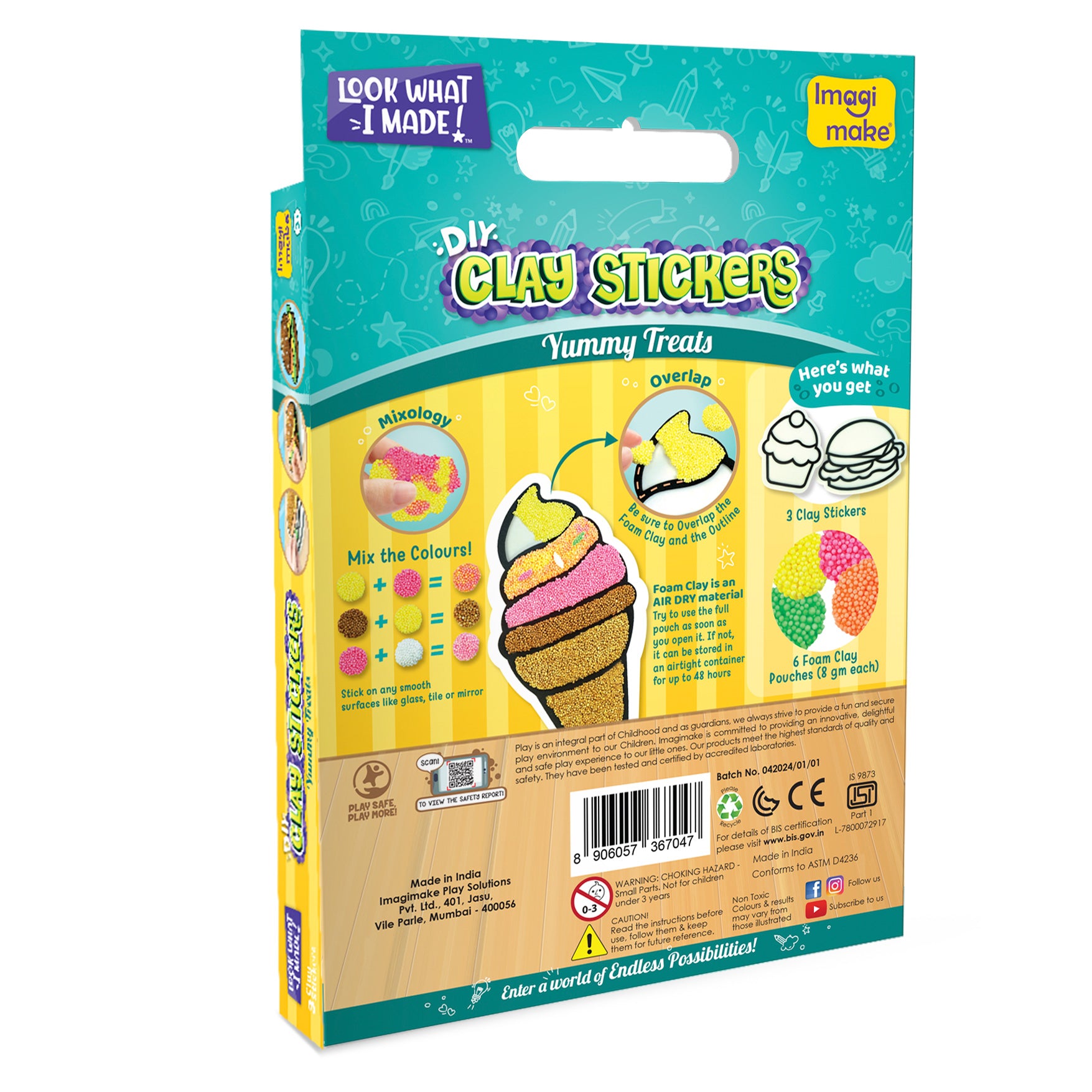 Imagimake Clay Stickers Yummy Treats set 3 stickere