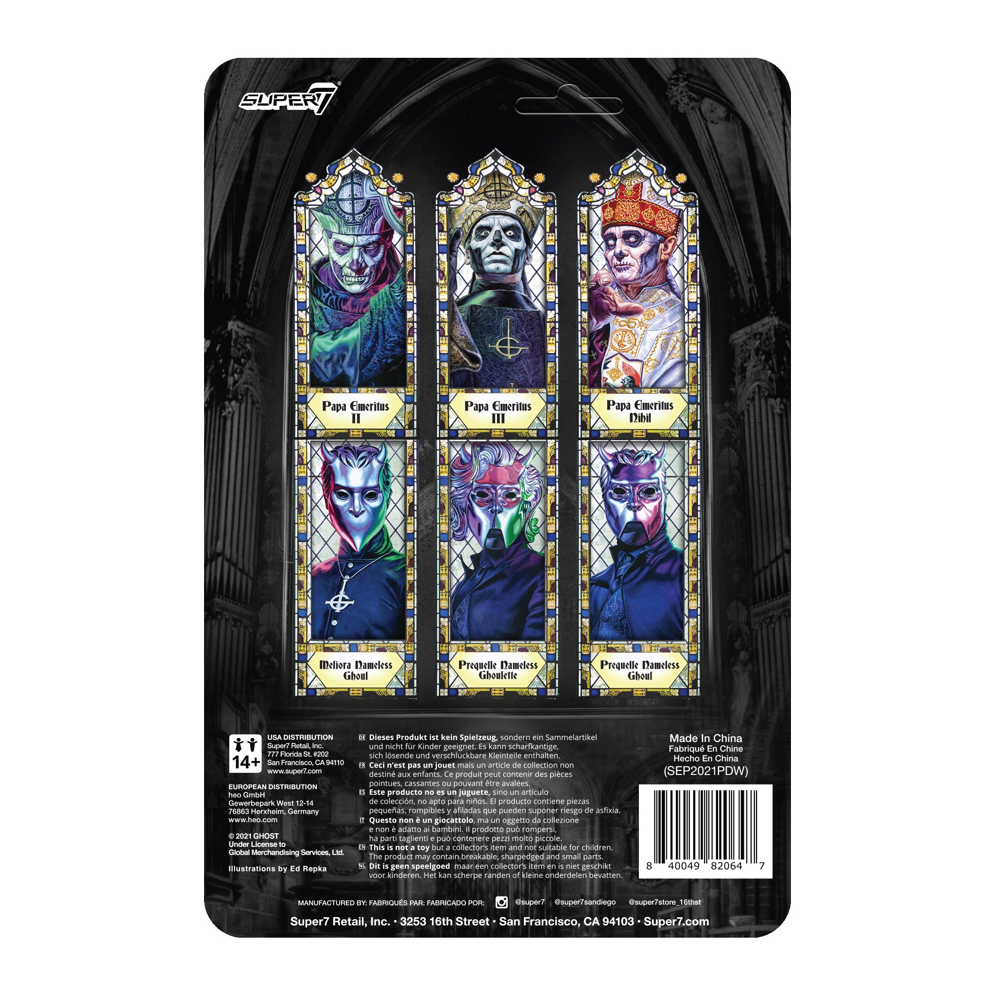 Super7 Ghost ReAction Papa Emeritus Nihil figurina glow
