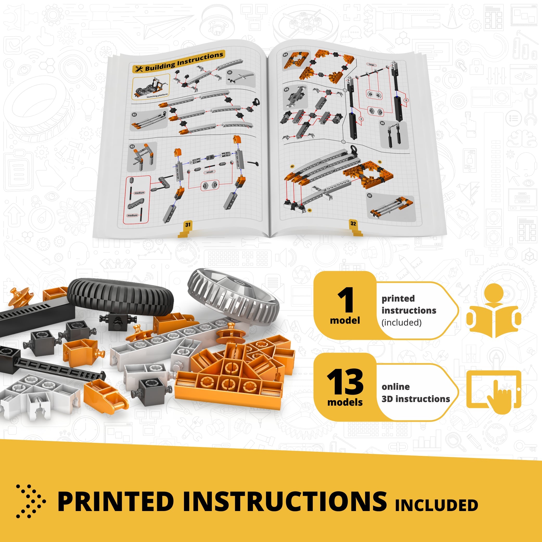 Engino Discovering STEM Wheels Axles set construcție 14 modele pârghii