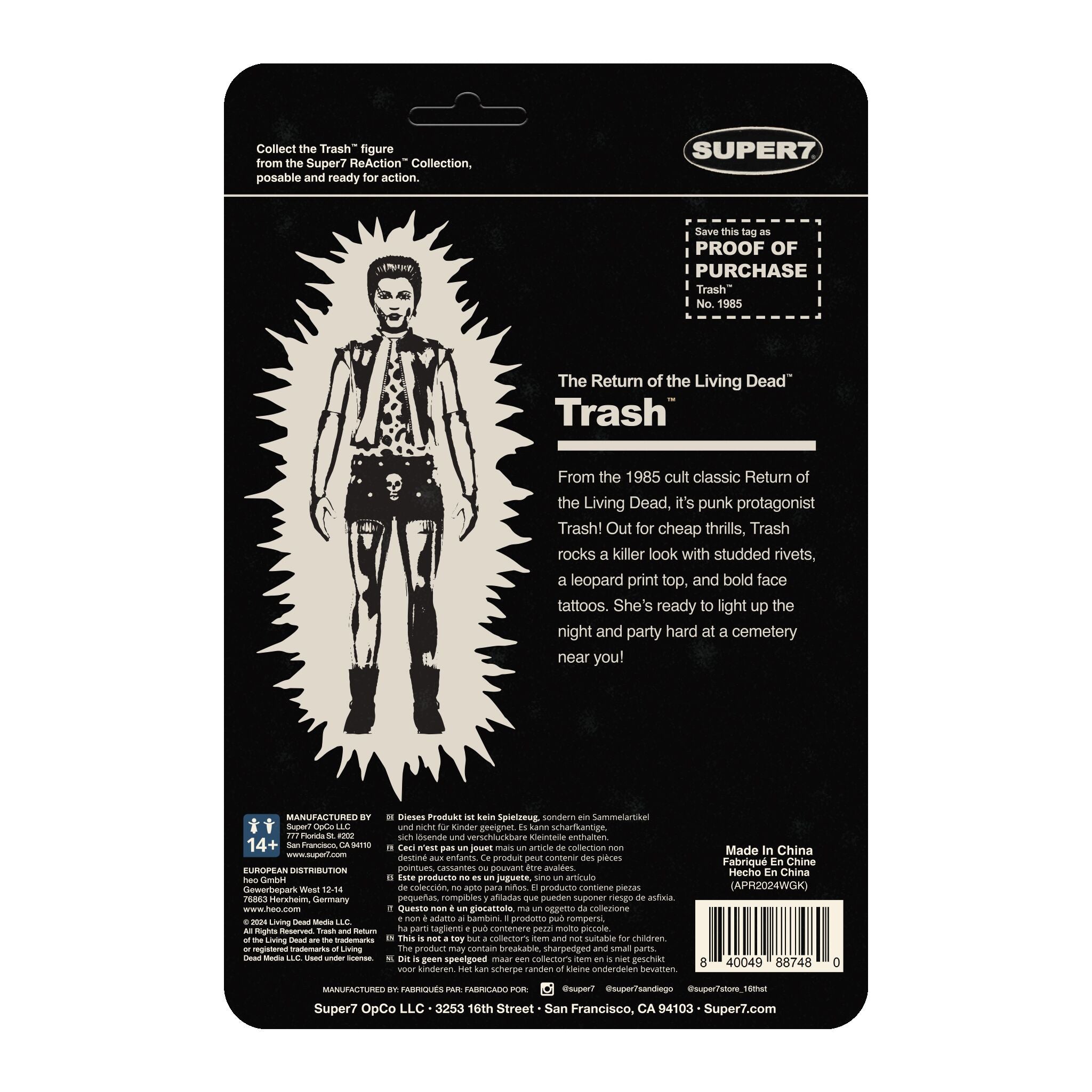 Super7 Return of the Living Dead Trash figurina ReAction Glow