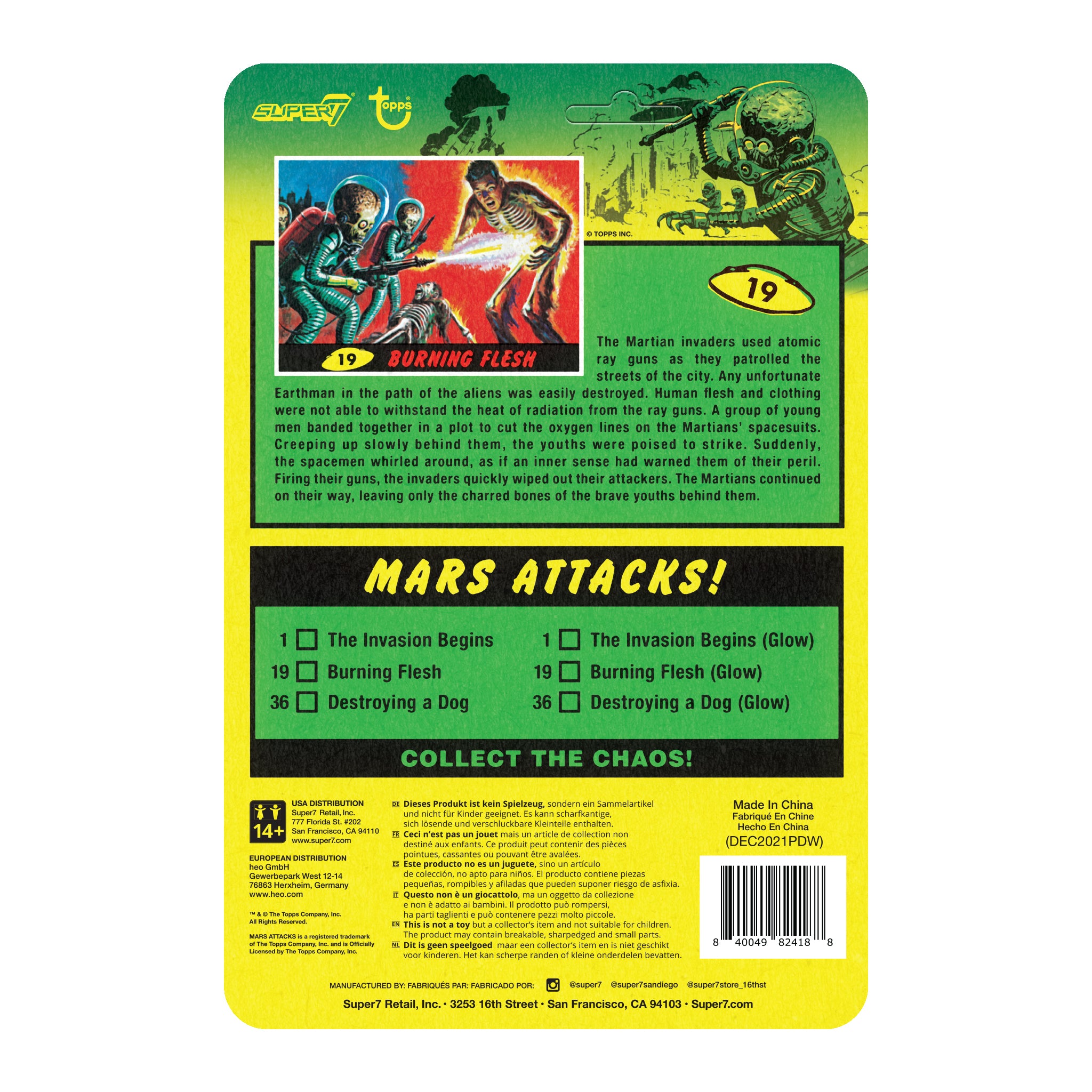 Super7 ReAction Mars Attacks Burning Flesh figurina fosforescenta