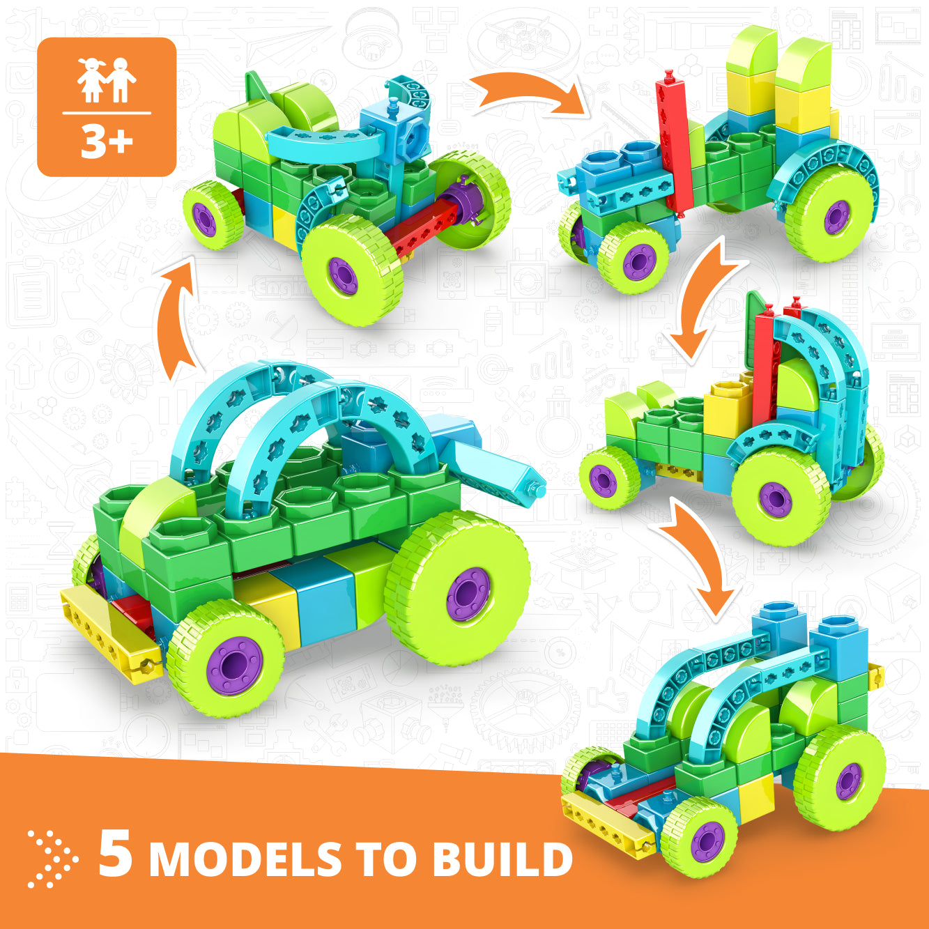 Engino STEAM Labs Junior Vehicles set construcție 5 modele
