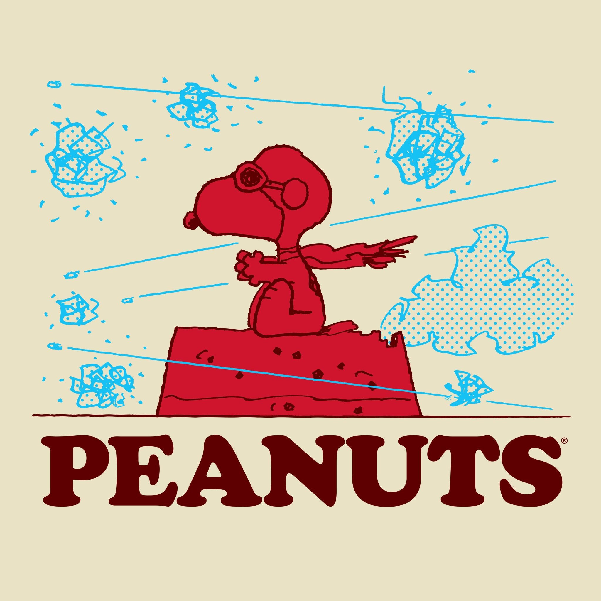 Super7 Peanuts Snoopy Flying Ace tricou alb bumbac