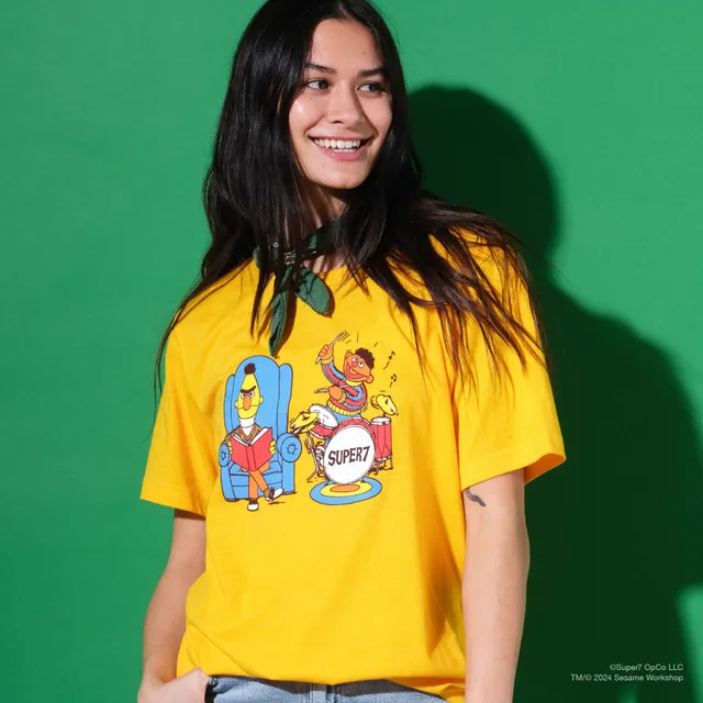 Super7 Sesame Street Bert Ernie tricou bumbac galben