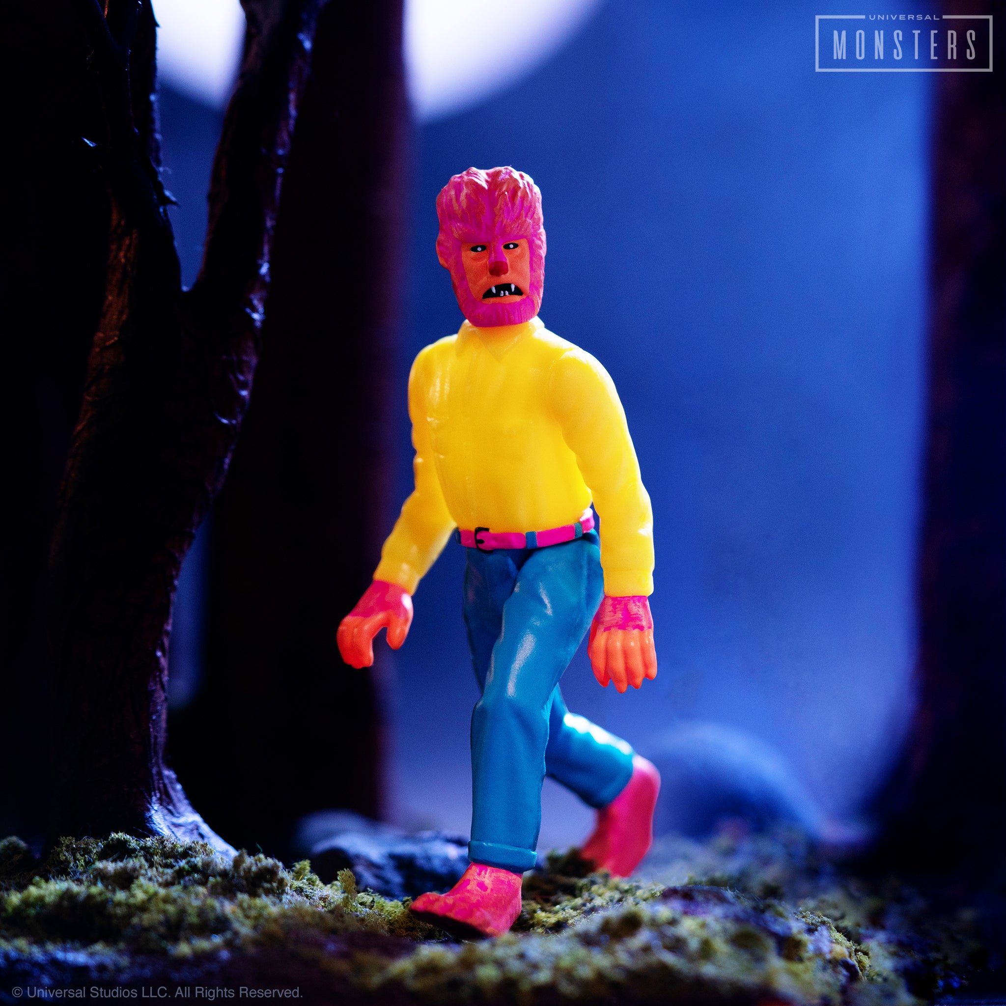 Super7 ReAction Wolf Man figurina Costume Colors neon
