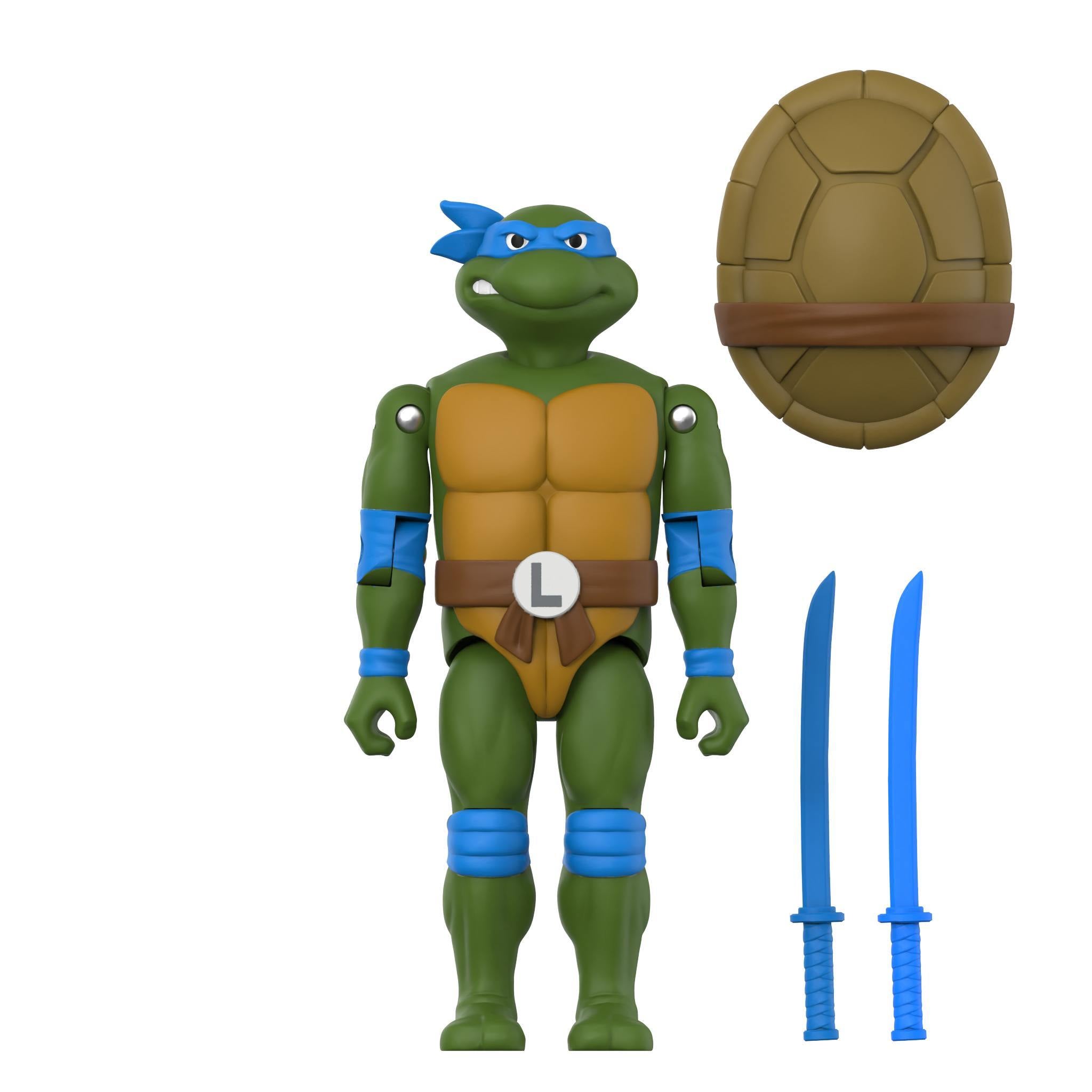 Super7 ReAction+ TMNT set 4 figurine Leonardo Michelangelo