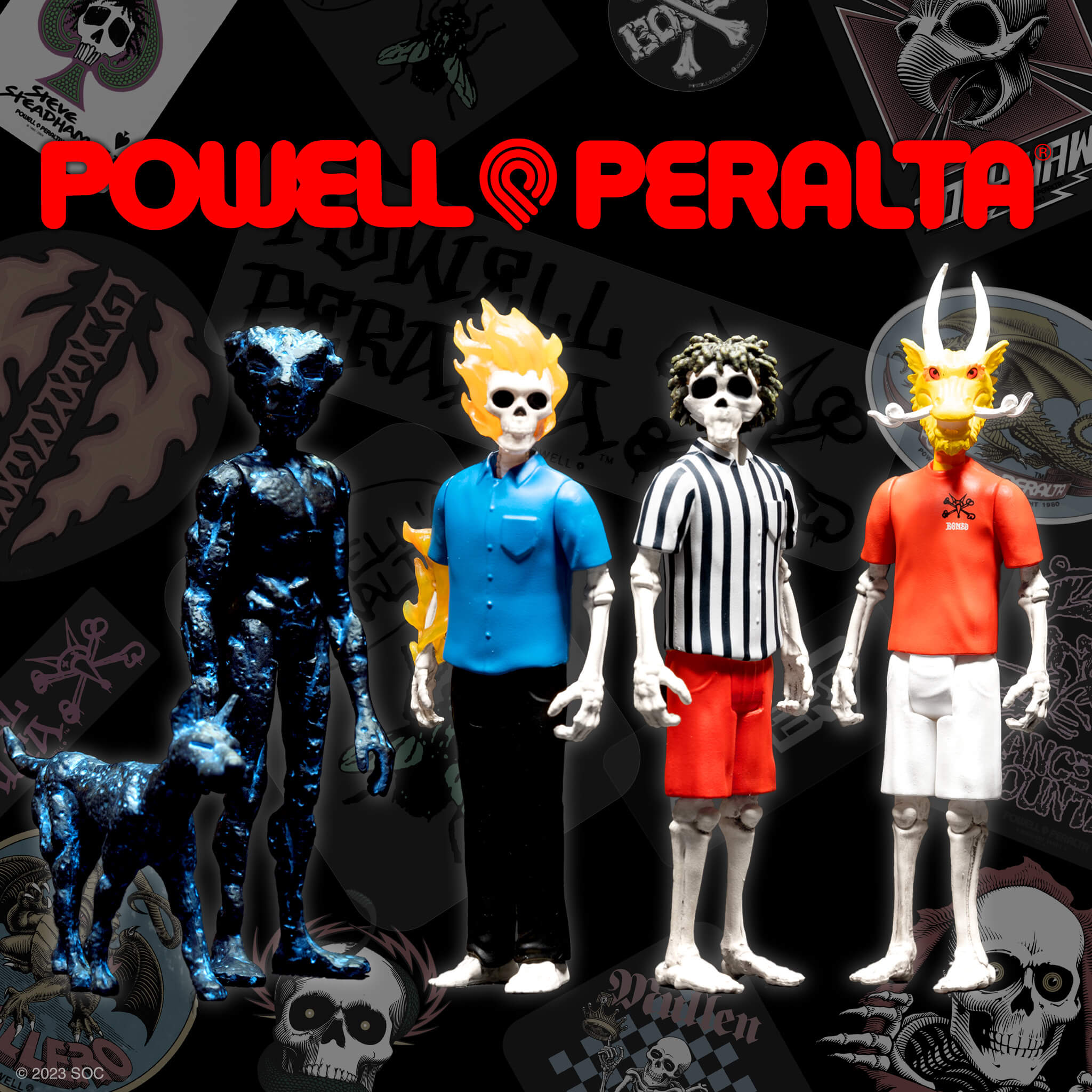 Super7 Powell-Peralta ReAction Wave 1 set 4 figurine skate color