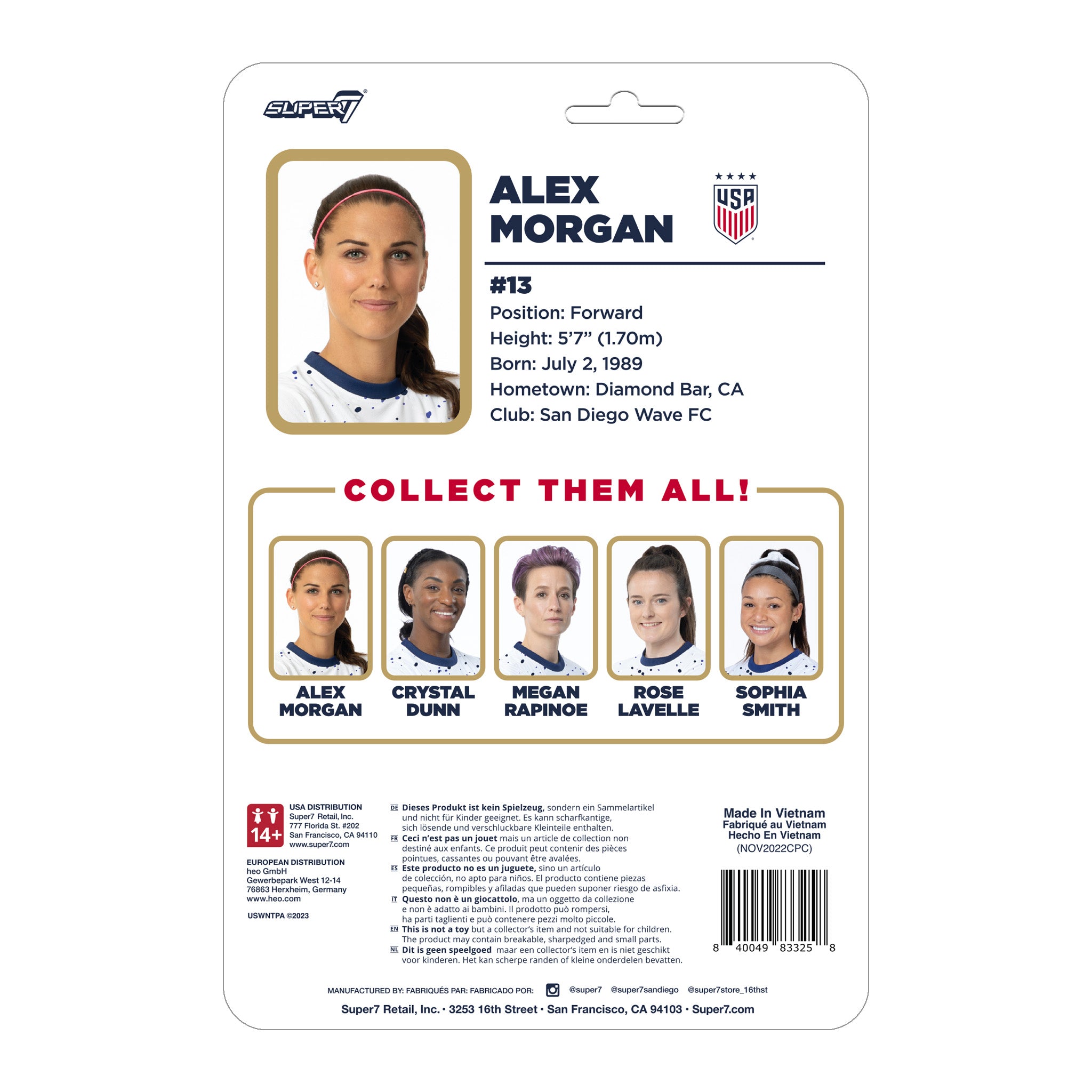 Super7 USWNT Alex Morgan Alternate Kit figurina 9,5 cm