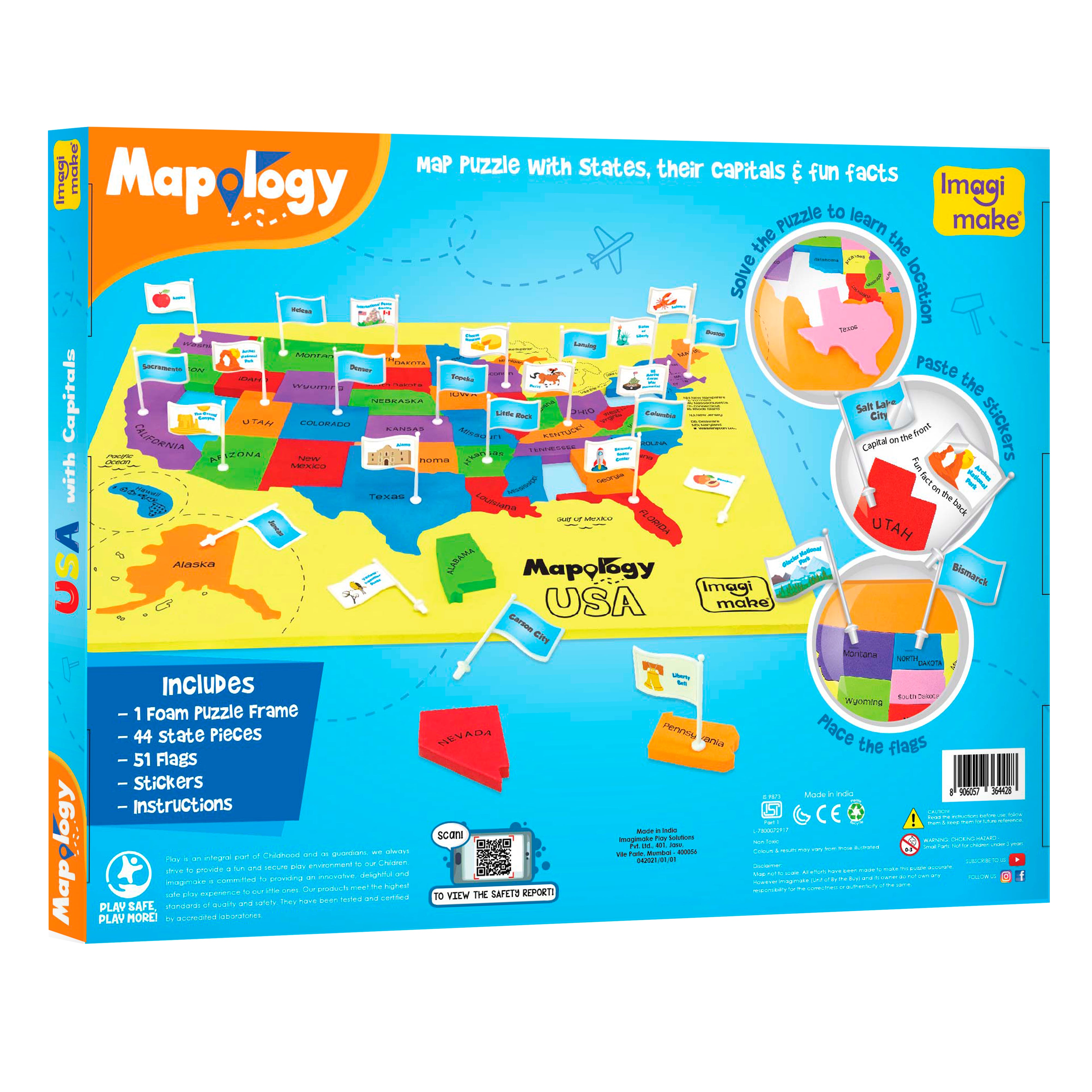 Imagimake Mapology USA puzzle harta 46 piese cu capitale