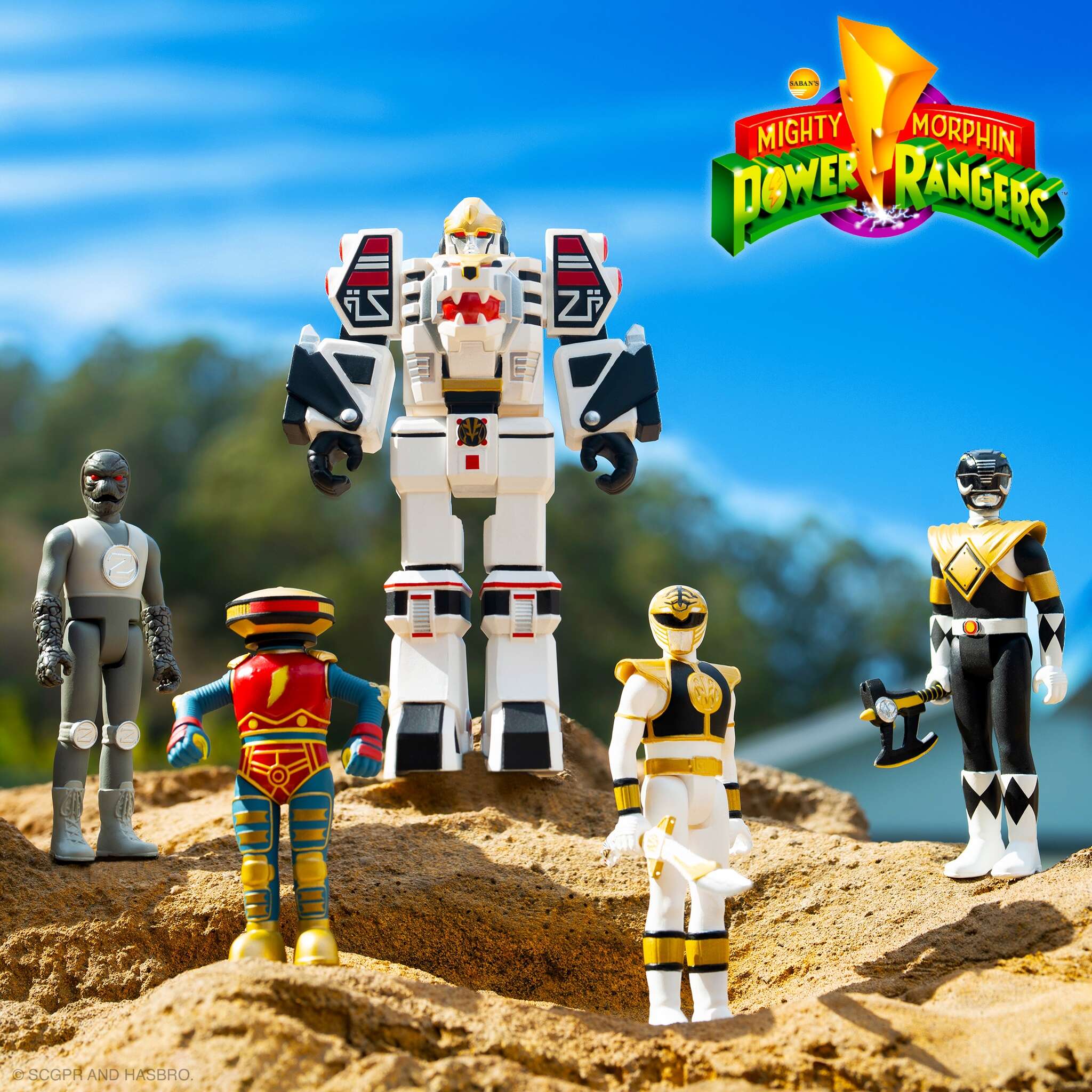 Super7 Power Rangers ReAction Wave 4 figurine set 5 cu Tigerzord