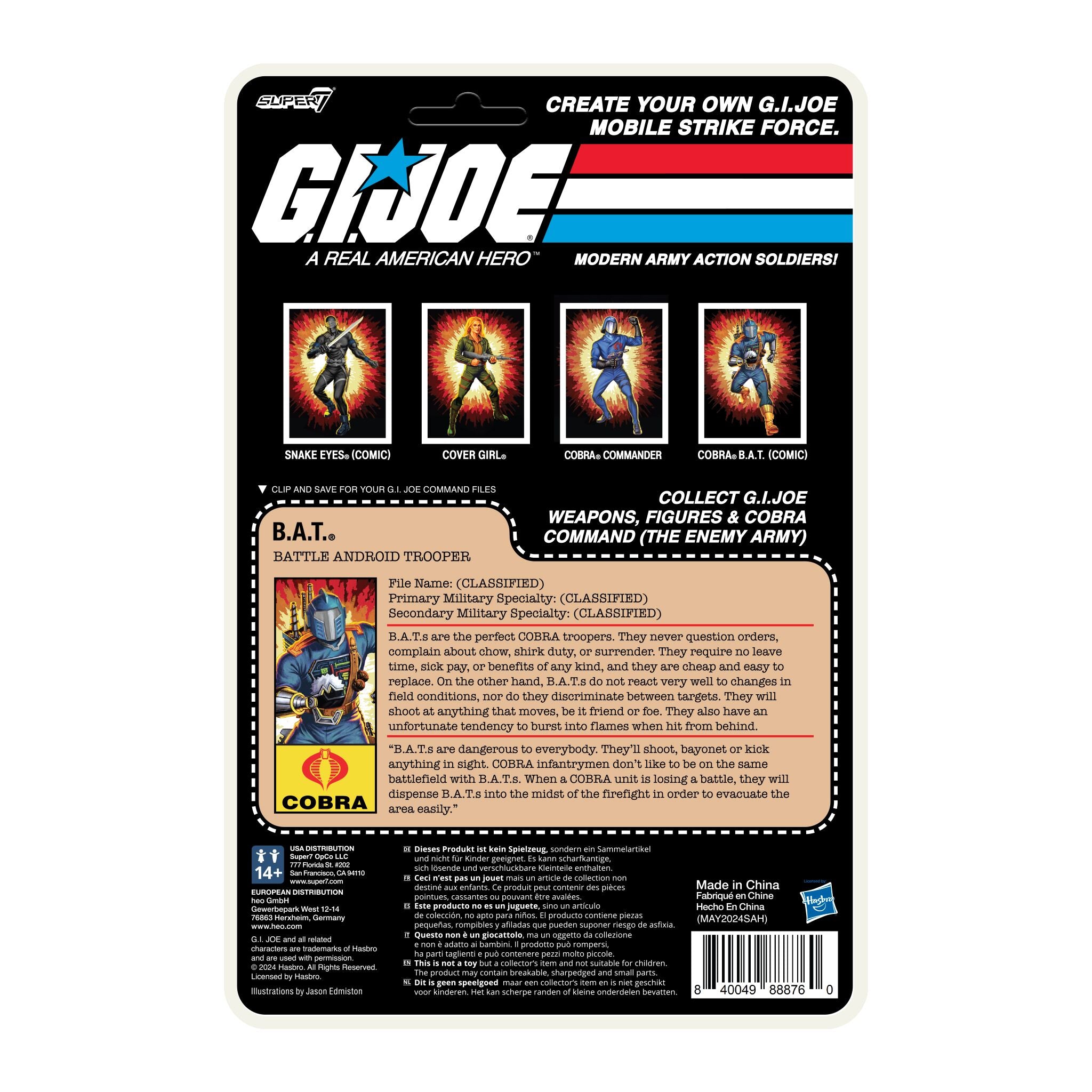 Super7 G.I. Joe ReAction+ Cobra B.A.T. Comic Blue figurina