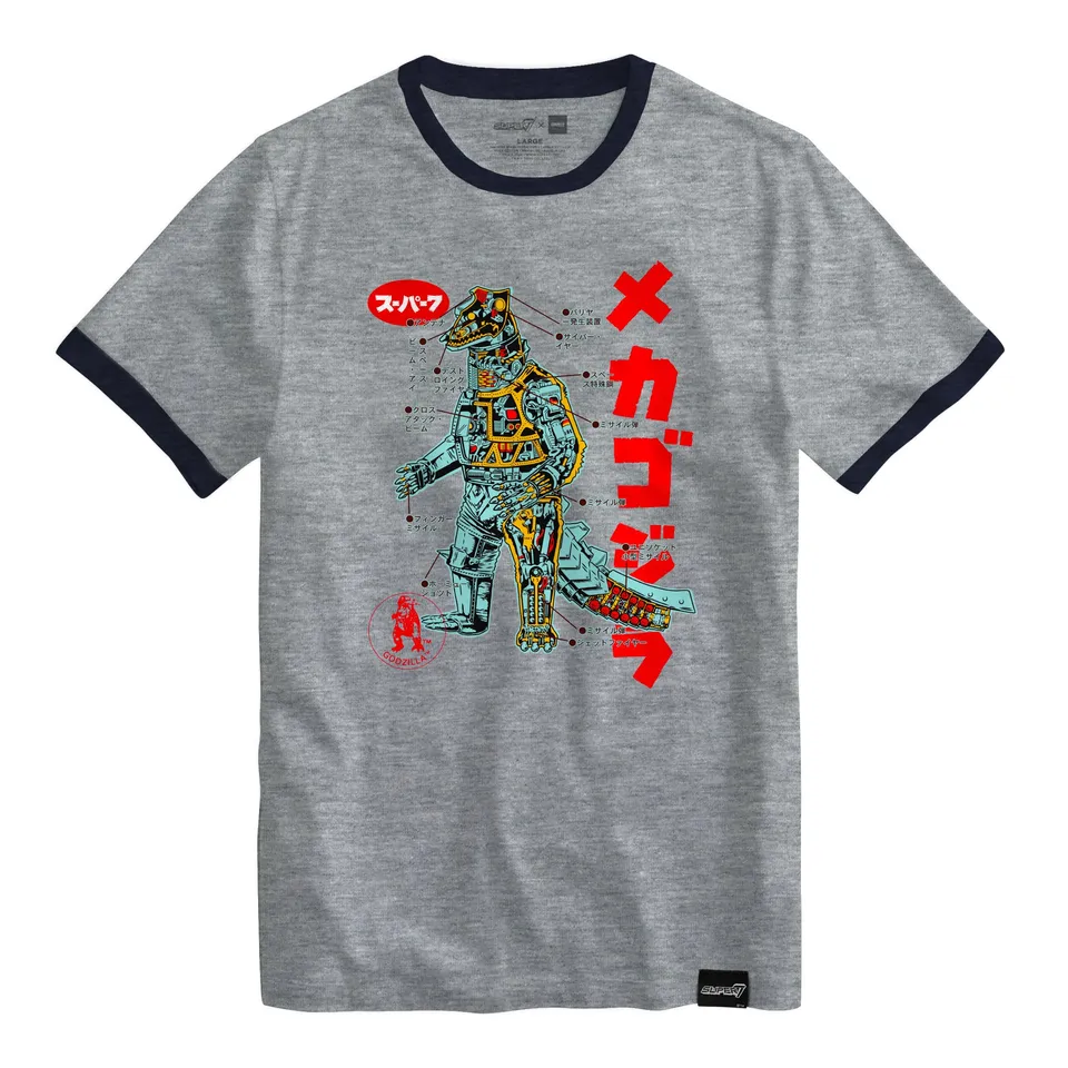 Super7 Toho Mechagodzilla tricou bumbac gri